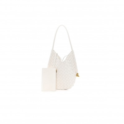 BOTTEGA VENETA NAPPA INTRECCIATO SMALL SOLSTICE HOBO WHITE  (28*25*3cm)