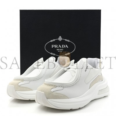 PRADA SPAZZOLATO ROIS BIKE FABRIC MENS SNEAKERS 10 WHITE