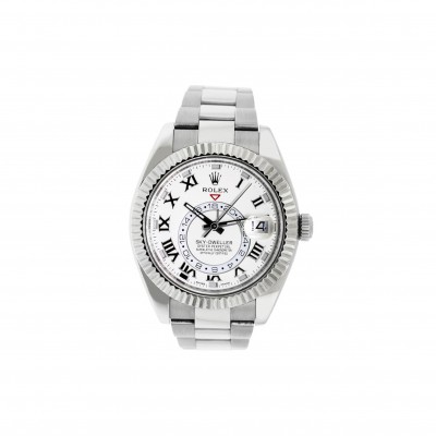 ROLEX SKY-DWELLER 42MM WHITE GOLD WHITE ROMAN DIAL WATCH 326939