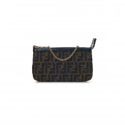 FENDI ZUCCA QUILTED POCHETTE TOBACCO BLUE (20*11*4cm)