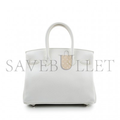 HERMES MASTER BIRKIN 30 TOGO LEATHER WHITE AND PEARL GREY LIZARD LEATHER HANDBAG 6566521503 (30*23*15cm)