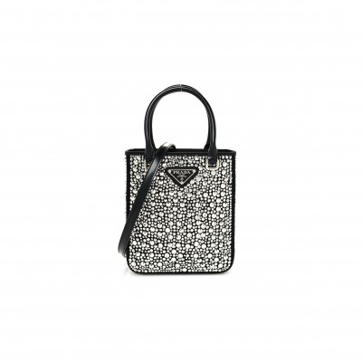 PRADA SATIN CRYSTAL SMALL TOTE BAG METAL (18*15*2cm)