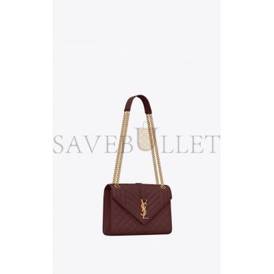 YSL ENVELOPE MEDIUM CHAIN BAG IN MIX MATELASS&EACUTE; GRAIN DE POUDRE EMBOSSED LEATHER 600185BOW916475 (24*17.5*6cm)