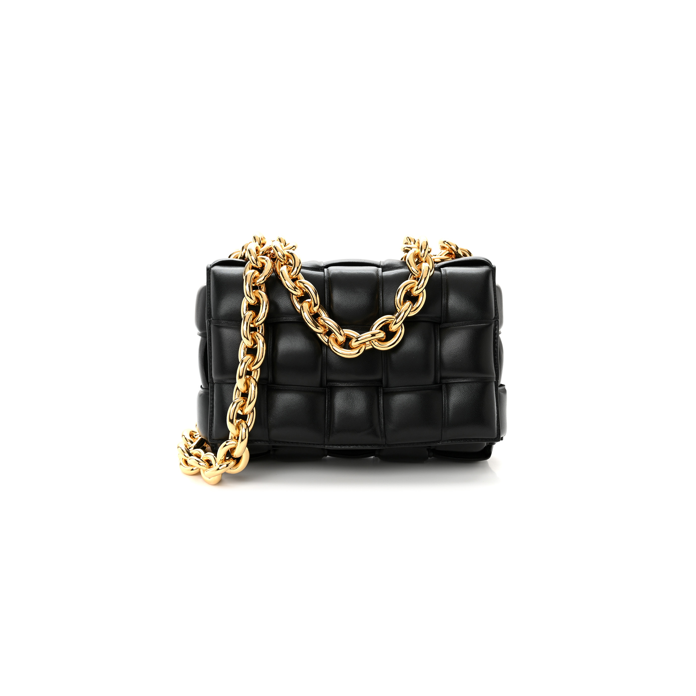 BOTTEGA VENETA LAMBSKIN MAXI INTRECCIO PADDED CHAIN CASSETTE CROSSBODY BAG BLACK (25*17*8cm) BOTTEGA VENETA LAMBSKIN MAXI INTRECCIO PADDED CHAIN CASSETTE CROSSBODY BAG BLACK (25*17*8cm)