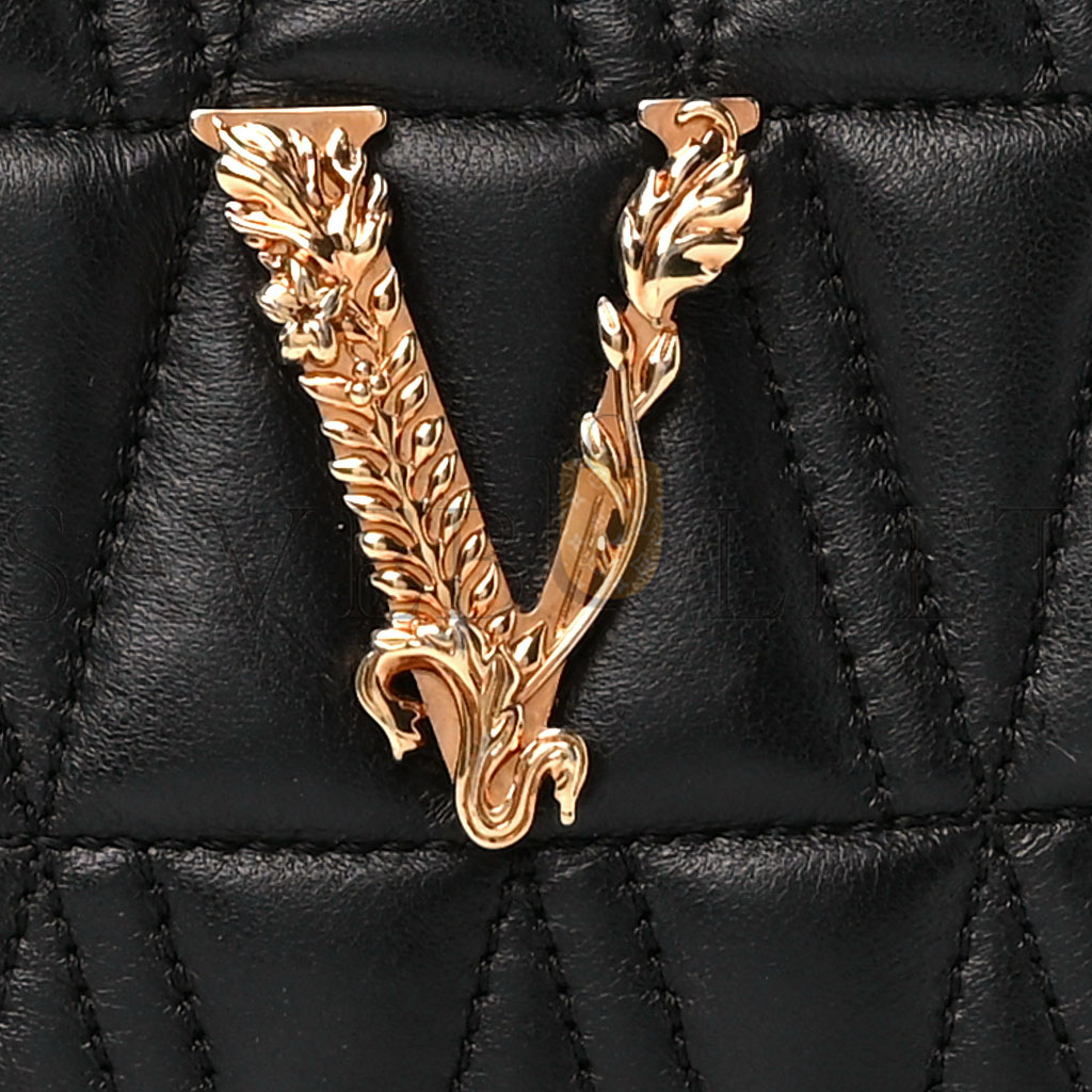 VERSACE NAPPA QUILTED VIRTUS SHOULDER BAG BLACK (20*13*6cm) VERSACE NAPPA QUILTED VIRTUS SHOULDER BAG BLACK (20*13*6cm)