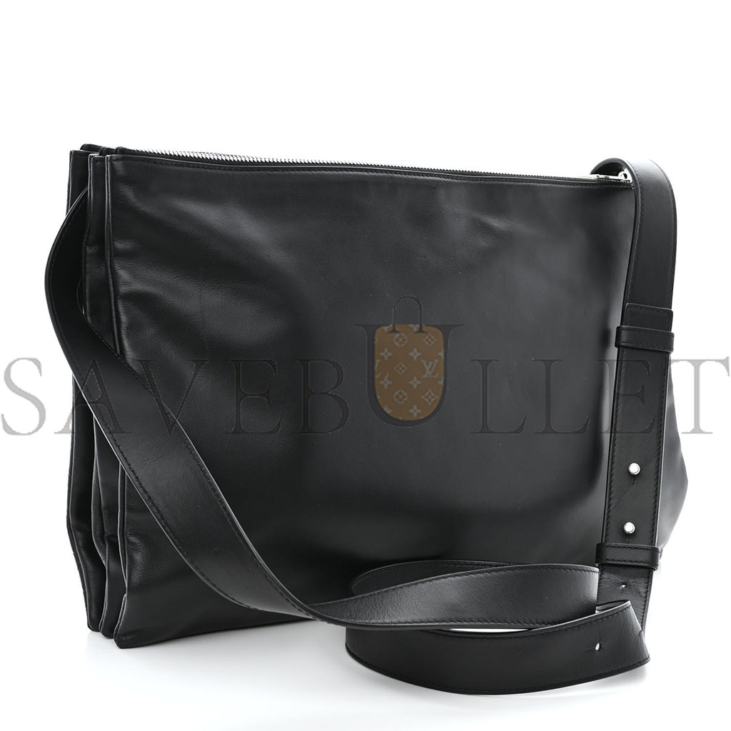 BOTTEGA VENETA INTRECCIATO EMBOSSED TRIPLE ZIP MESSENGER BAG BLACK (38*25*3cm) BOTTEGA VENETA INTRECCIATO EMBOSSED TRIPLE ZIP MESSENGER BAG BLACK (38*25*3cm)