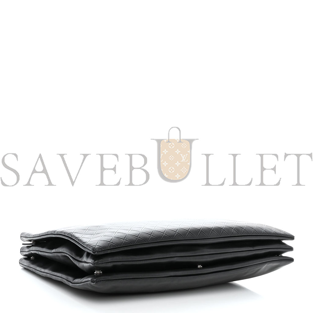 BOTTEGA VENETA INTRECCIATO EMBOSSED TRIPLE ZIP MESSENGER BAG BLACK (38*25*3cm) BOTTEGA VENETA INTRECCIATO EMBOSSED TRIPLE ZIP MESSENGER BAG BLACK (38*25*3cm)