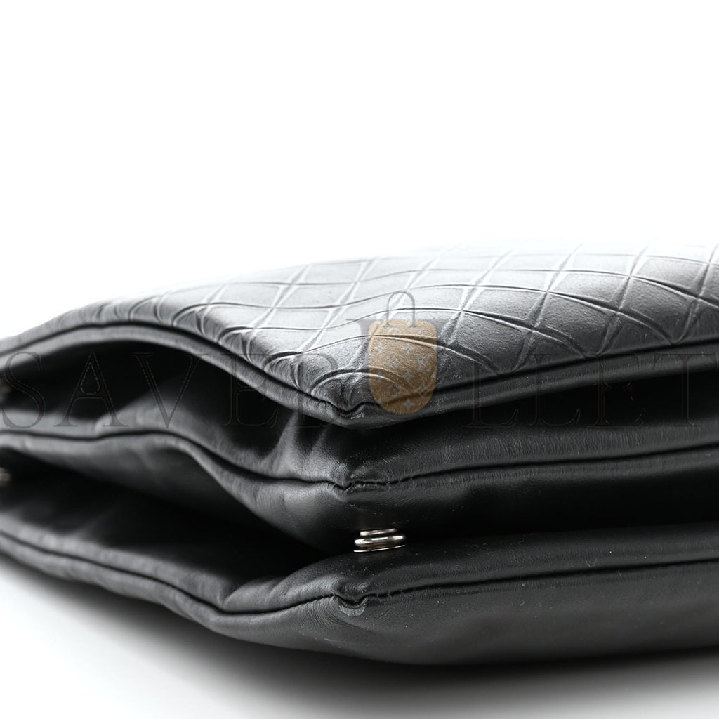 BOTTEGA VENETA INTRECCIATO EMBOSSED TRIPLE ZIP MESSENGER BAG BLACK (38*25*3cm) BOTTEGA VENETA INTRECCIATO EMBOSSED TRIPLE ZIP MESSENGER BAG BLACK (38*25*3cm)