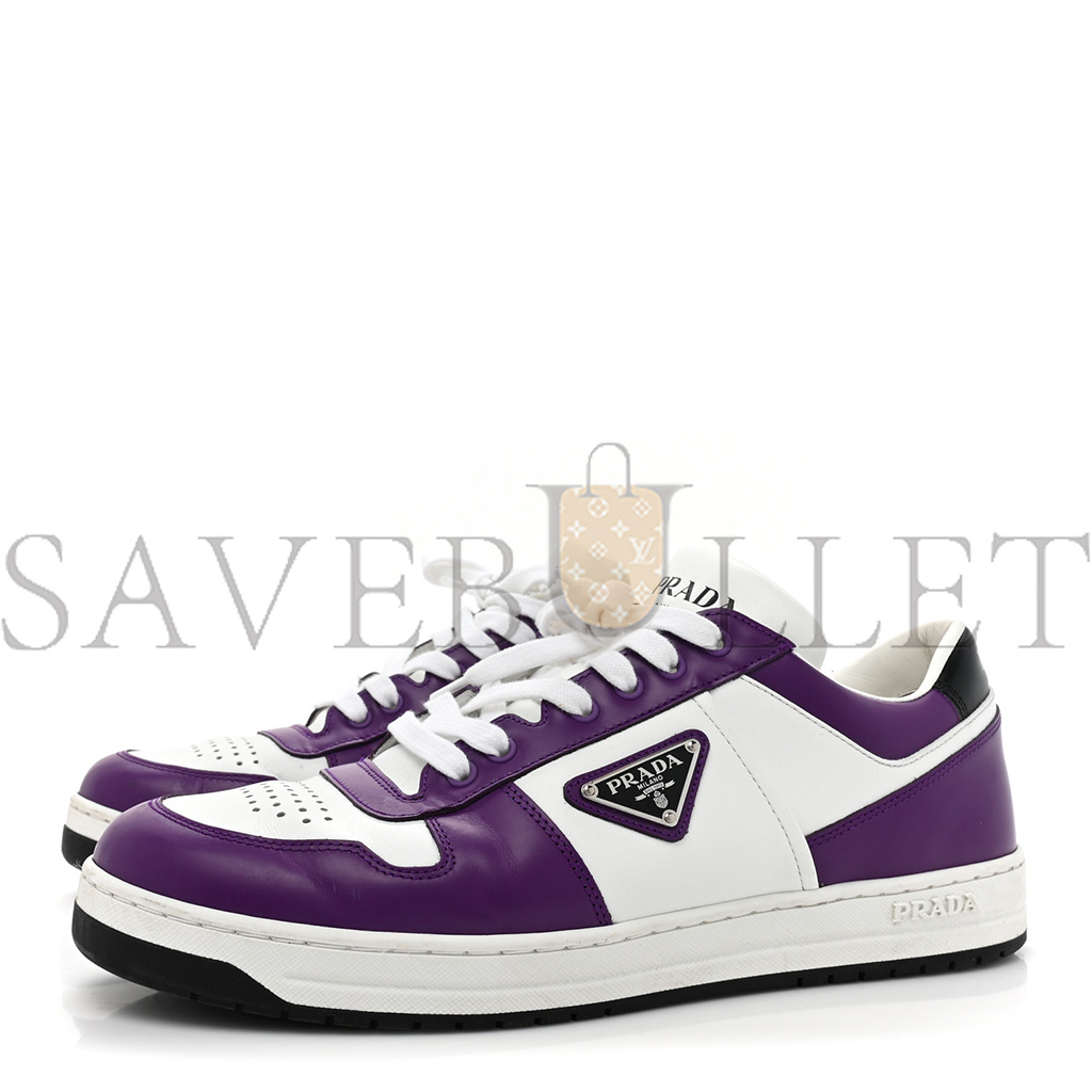 PRADA VITELLO ROIS METAL TRIANGLE LOGO MENS DOWNTOWN LOW TOP SNEAKERS 8 WHITE CICLAMINO PRADA VITELLO ROIS METAL TRIANGLE LOGO MENS DOWNTOWN LOW TOP SNEAKERS 8 WHITE CICLAMINO