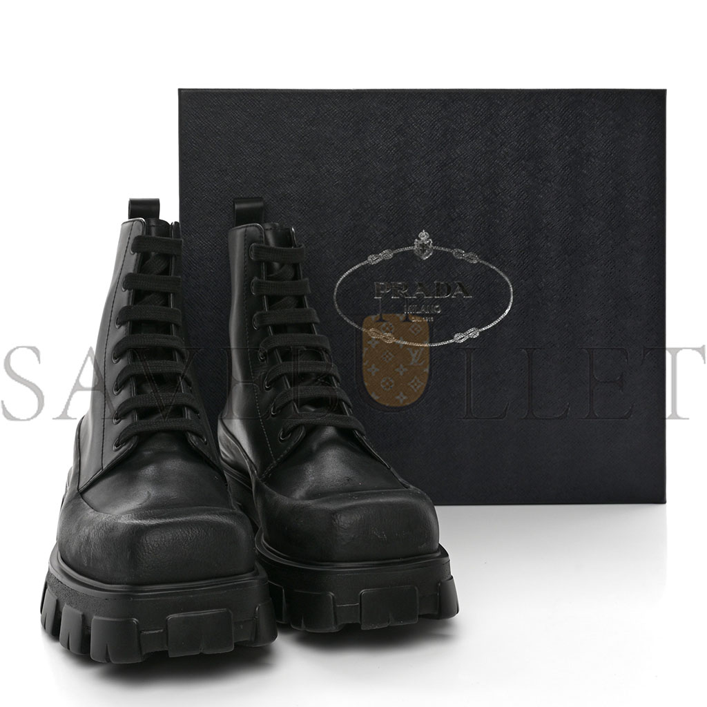 PRADA VITELLO MENS LUG SOLE 45MM COMBAT BOOTS 9 BLACK PRADA VITELLO MENS LUG SOLE 45MM COMBAT BOOTS 9 BLACK