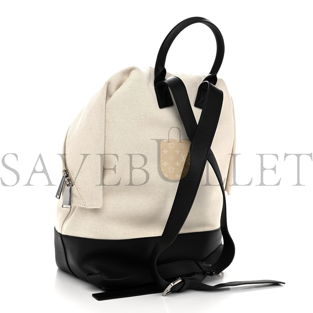 BOTTEGA VENETA CANVAS CALFSKIN BACKPACK NATURAL BLACK (39*29*17cm) BOTTEGA VENETA CANVAS CALFSKIN BACKPACK NATURAL BLACK (39*29*17cm)