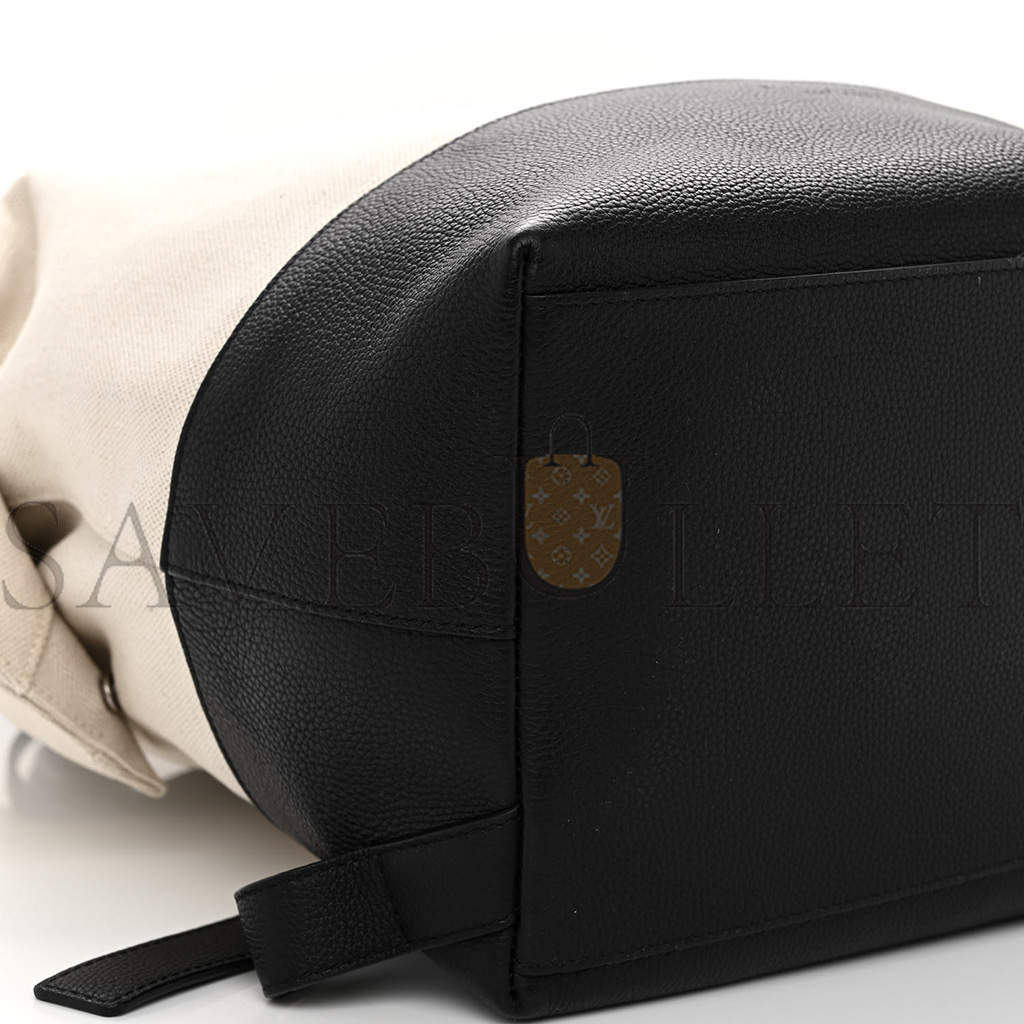 BOTTEGA VENETA CANVAS CALFSKIN BACKPACK NATURAL BLACK (39*29*17cm) BOTTEGA VENETA CANVAS CALFSKIN BACKPACK NATURAL BLACK (39*29*17cm)