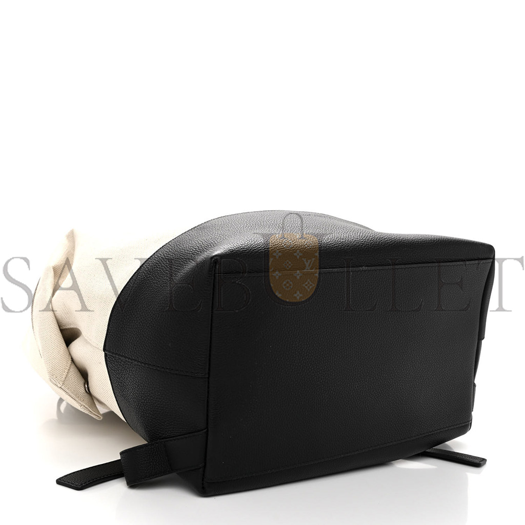 BOTTEGA VENETA CANVAS CALFSKIN BACKPACK NATURAL BLACK (39*29*17cm) BOTTEGA VENETA CANVAS CALFSKIN BACKPACK NATURAL BLACK (39*29*17cm)