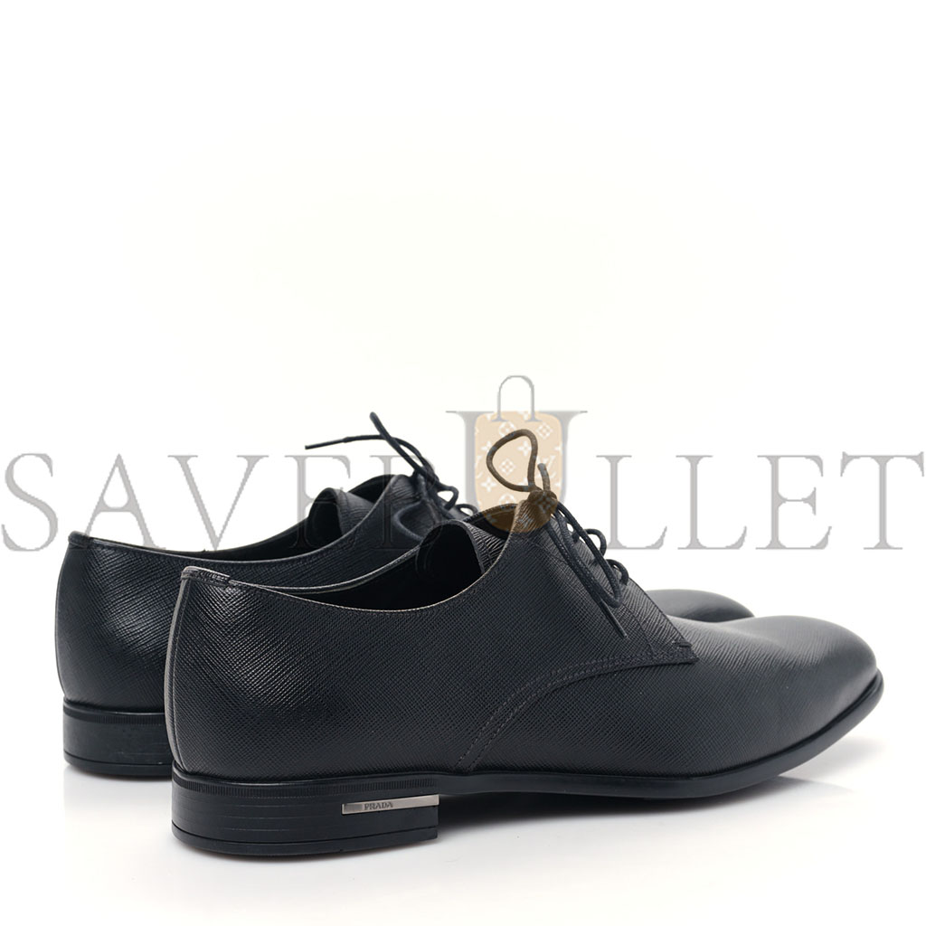 PRADA SAFFIANO MENS PLAIN TOE DERBY LOAFERS 8.5 BLACK PRADA SAFFIANO MENS PLAIN TOE DERBY LOAFERS 8.5 BLACK
