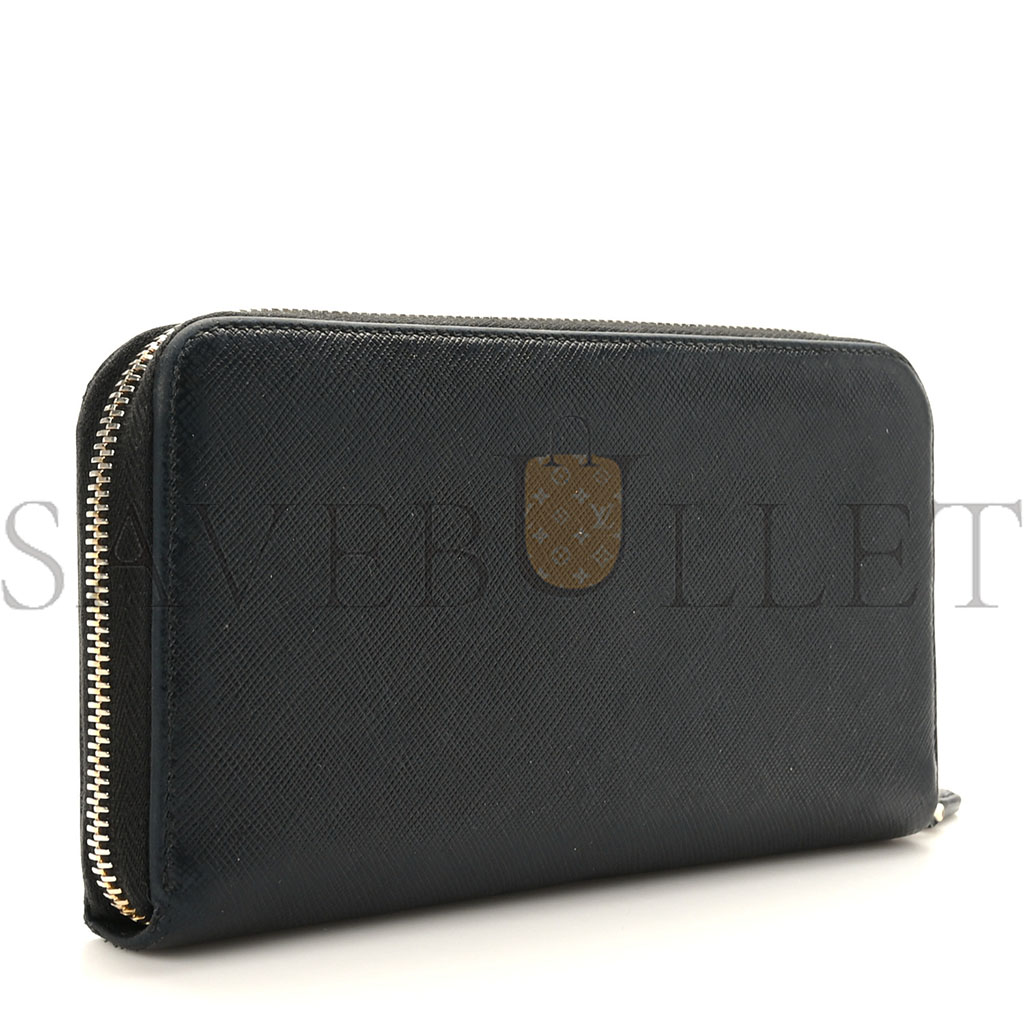 PRADA SAFFIANO METAL ZIP AROUND WALLET BLACK (18*11*3cm) PRADA SAFFIANO METAL ZIP AROUND WALLET BLACK (18*11*3cm)