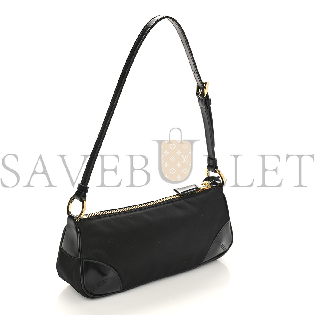 PRADA TESSUTO NYLON BRUSHED CALFSKIN RE-EDITION 2002 SHOULDER BAG BLACK (24*11*6cm) PRADA TESSUTO NYLON BRUSHED CALFSKIN RE-EDITION 2002 SHOULDER BAG BLACK (24*11*6cm)