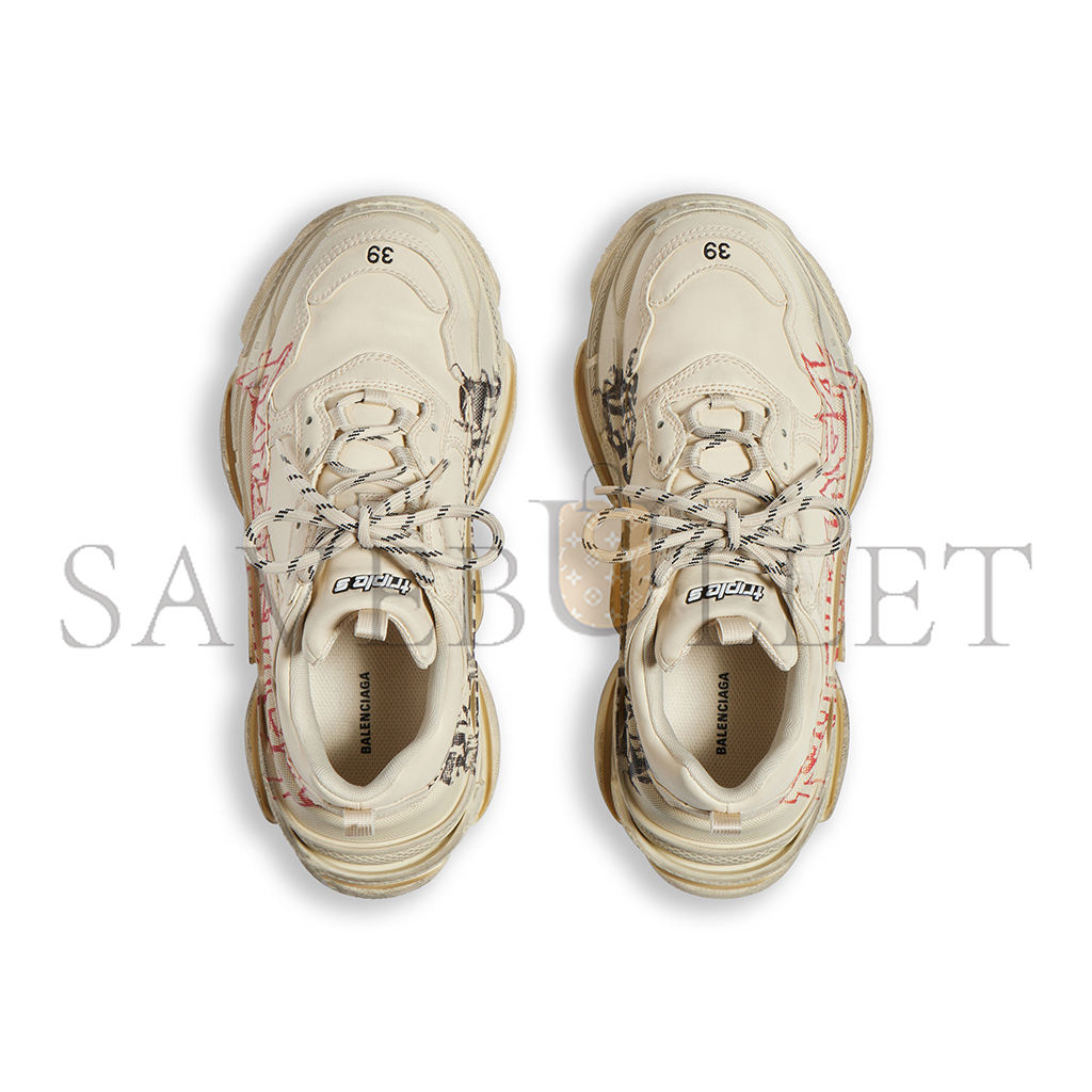 BALENCIAGA WOMEN'S TRIPLE S SNEAKER DIY METAL IN WHITE RED BLACK 524039W2FAY9016 BALENCIAGA WOMEN'S TRIPLE S SNEAKER DIY METAL IN WHITE RED BLACK 524039W2FAY9016