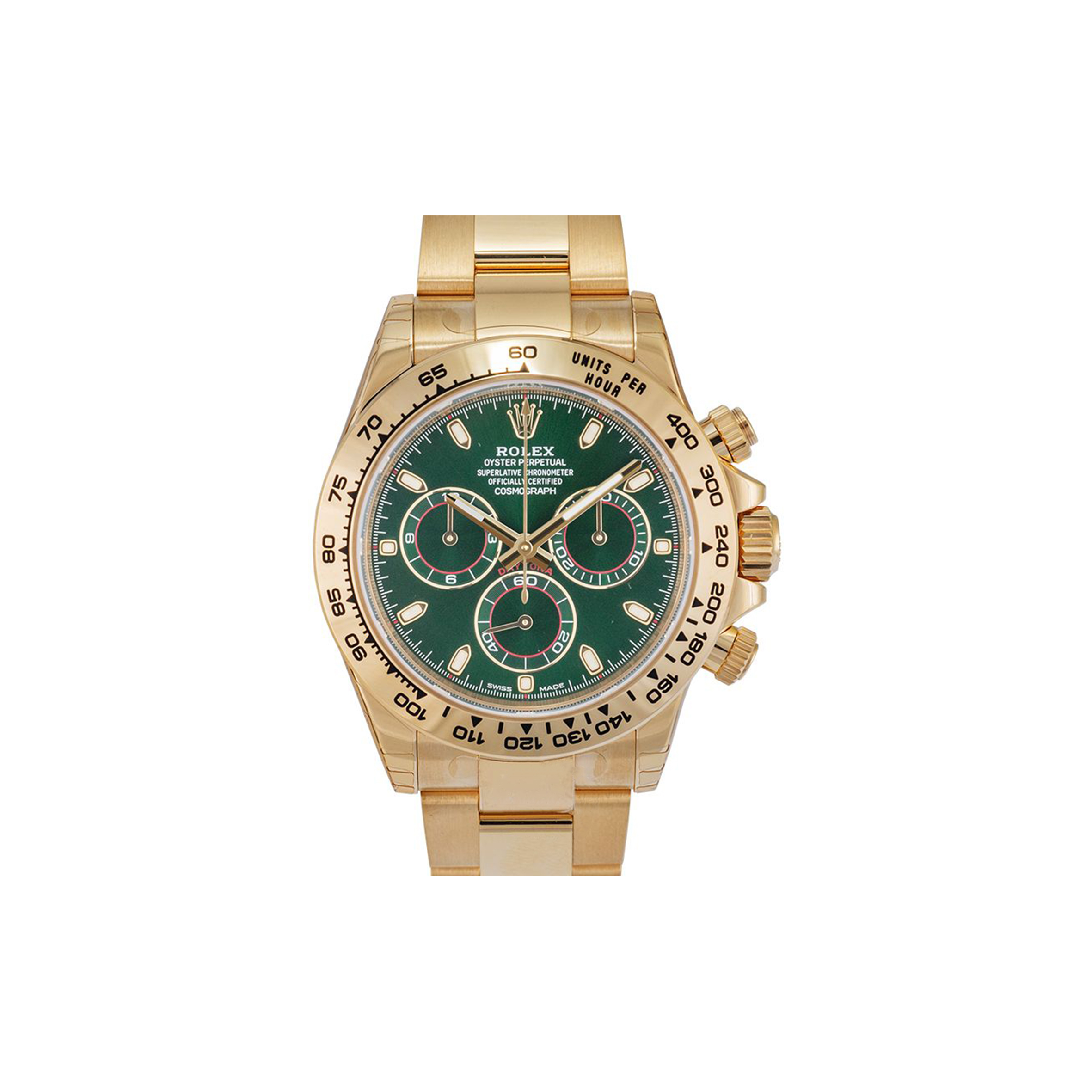ROLEX DAYTONA GREEN DIAL YELLOW GOLD AUTOMATIC 40MM WATCH 116508