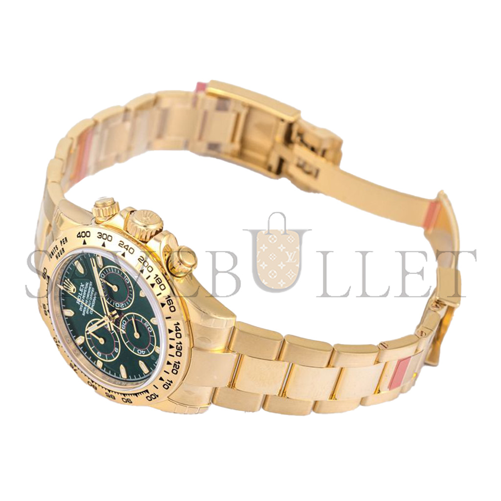 ROLEX DAYTONA GREEN DIAL YELLOW GOLD AUTOMATIC 40MM WATCH 116508