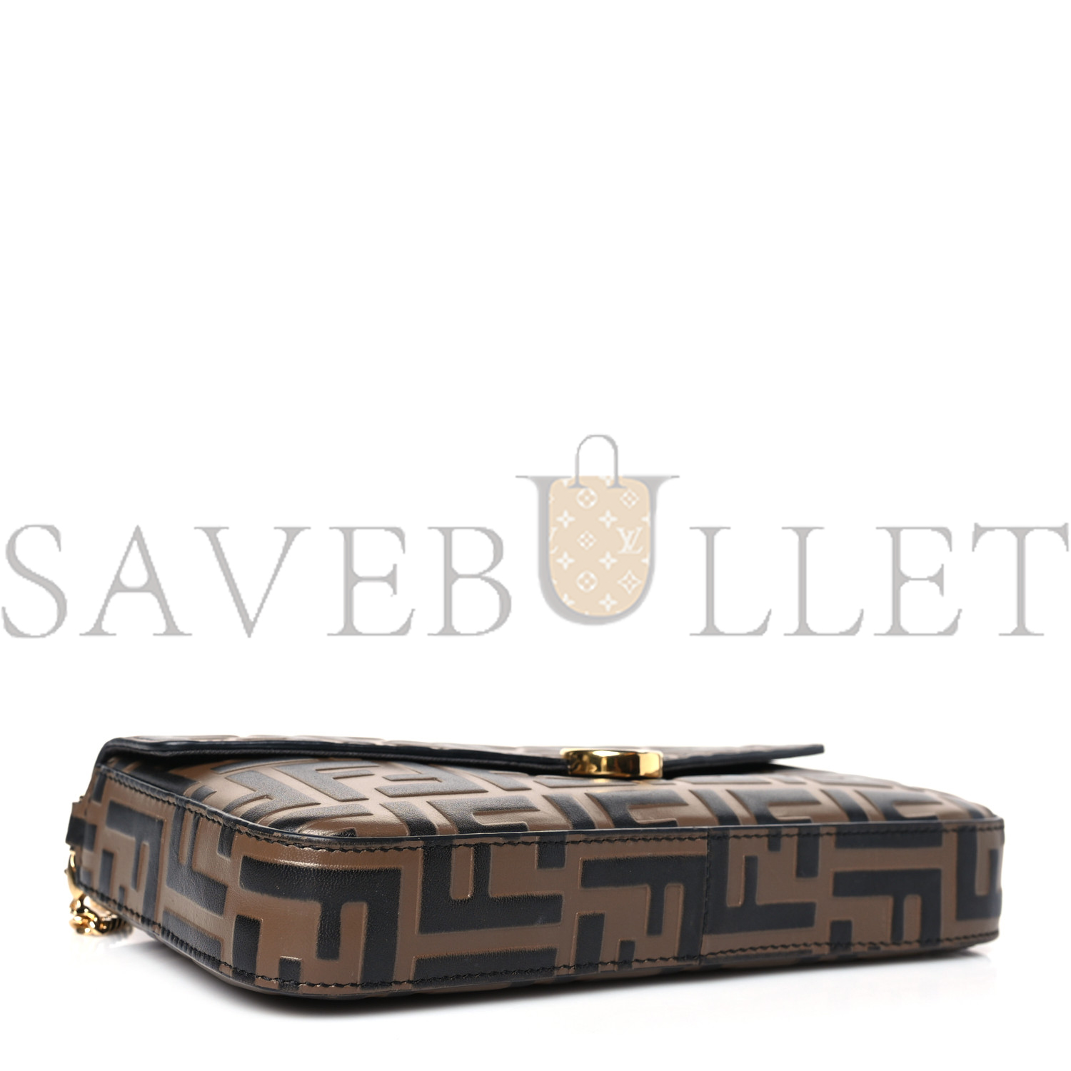 FENDI VITELLO SOFT F IS FENDI BI-COLOR FF 1974 EMBOSSED ENVELOPE WALLET ON CHAIN WITH POUCHES MAYA BLACK (21*12*3cm) FENDI VITELLO SOFT F IS FENDI BI-COLOR FF 1974 EMBOSSED ENVELOPE WALLET ON CHAIN WITH POUCHES MAYA BLACK (21*12*3cm)