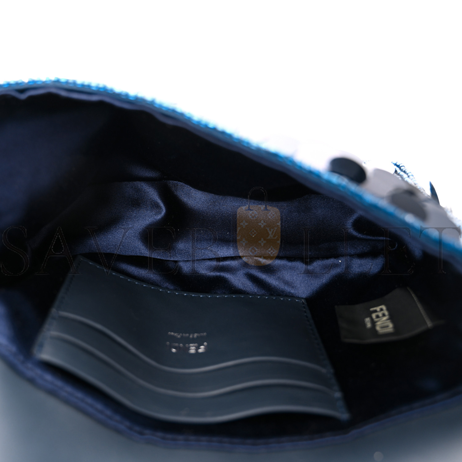 FENDI SEQUIN PAILLETTES SHINY NAPPA PEQUIN MINI BAGUETTE DARK BLUE LUNAI (18*13*5cm) FENDI SEQUIN PAILLETTES SHINY NAPPA PEQUIN MINI BAGUETTE DARK BLUE LUNAI (18*13*5cm)