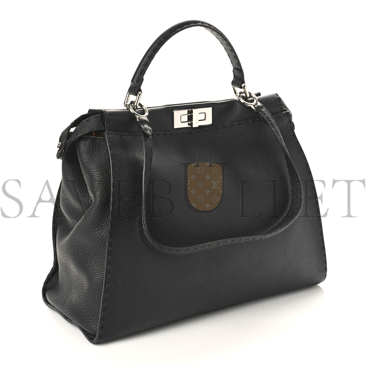 FENDI CUOIO ROMANO SELLERIA BI-COLOR LARGE PEEKABOO ICONIC SATCHEL BLACK MOU (15.5*12*7cm) FENDI CUOIO ROMANO SELLERIA BI-COLOR LARGE PEEKABOO ICONIC SATCHEL BLACK MOU (15.5*12*7cm)