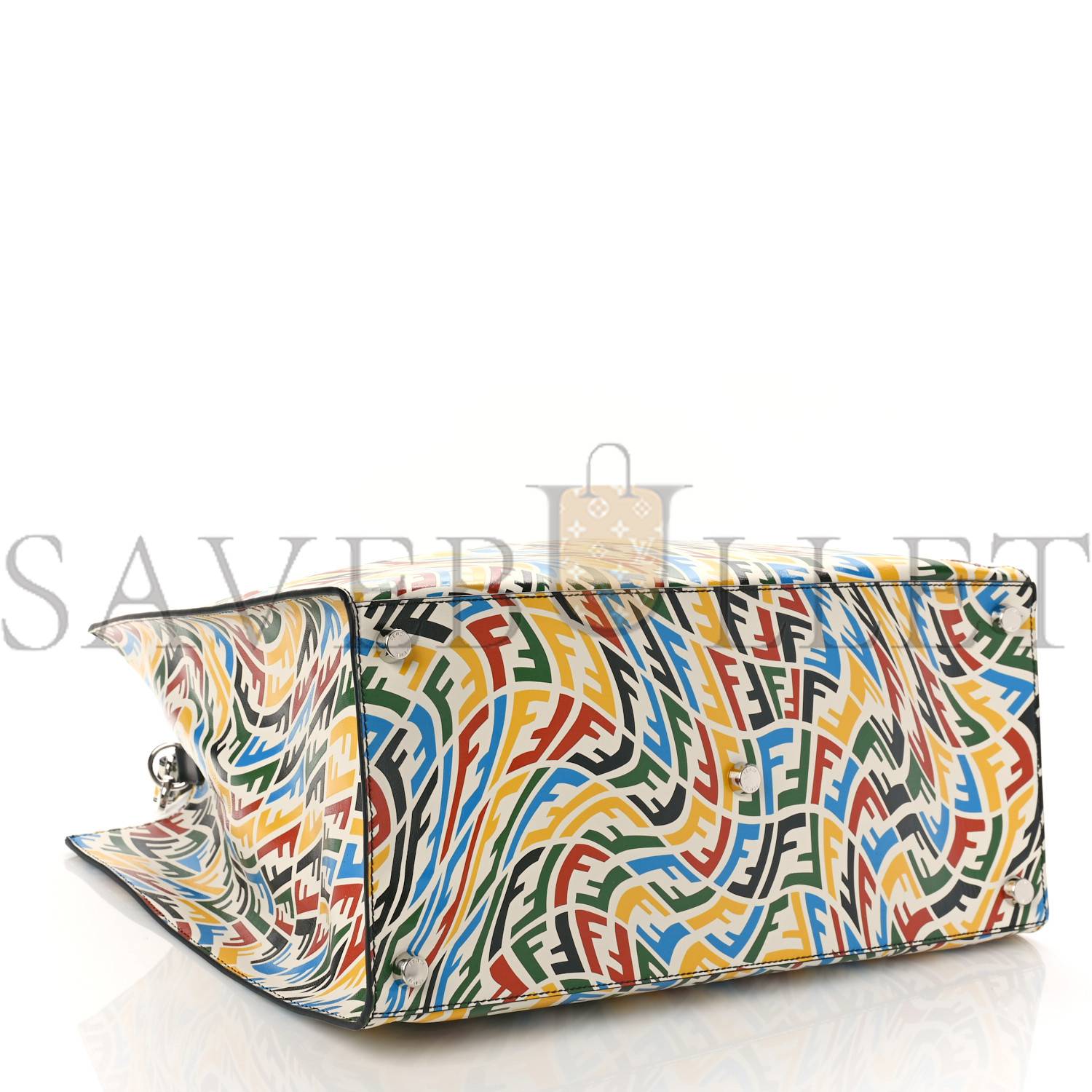 FENDI X SARAH COLEMAN VITELLO GRACE LIGHT FF VERTIGO SHOPPING TOTE WHITE ICE MULTICOLOR (40*34*18cm) FENDI X SARAH COLEMAN VITELLO GRACE LIGHT FF VERTIGO SHOPPING TOTE WHITE ICE MULTICOLOR (40*34*18cm)