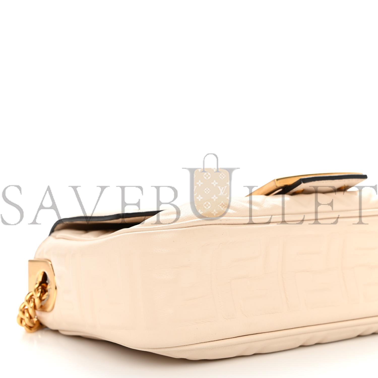 FENDI NAPPA SMALL FF EMBOSSED MIDI CHAIN BAGUETTE WHITE (23*13*6cm) FENDI NAPPA SMALL FF EMBOSSED MIDI CHAIN BAGUETTE WHITE (23*13*6cm)