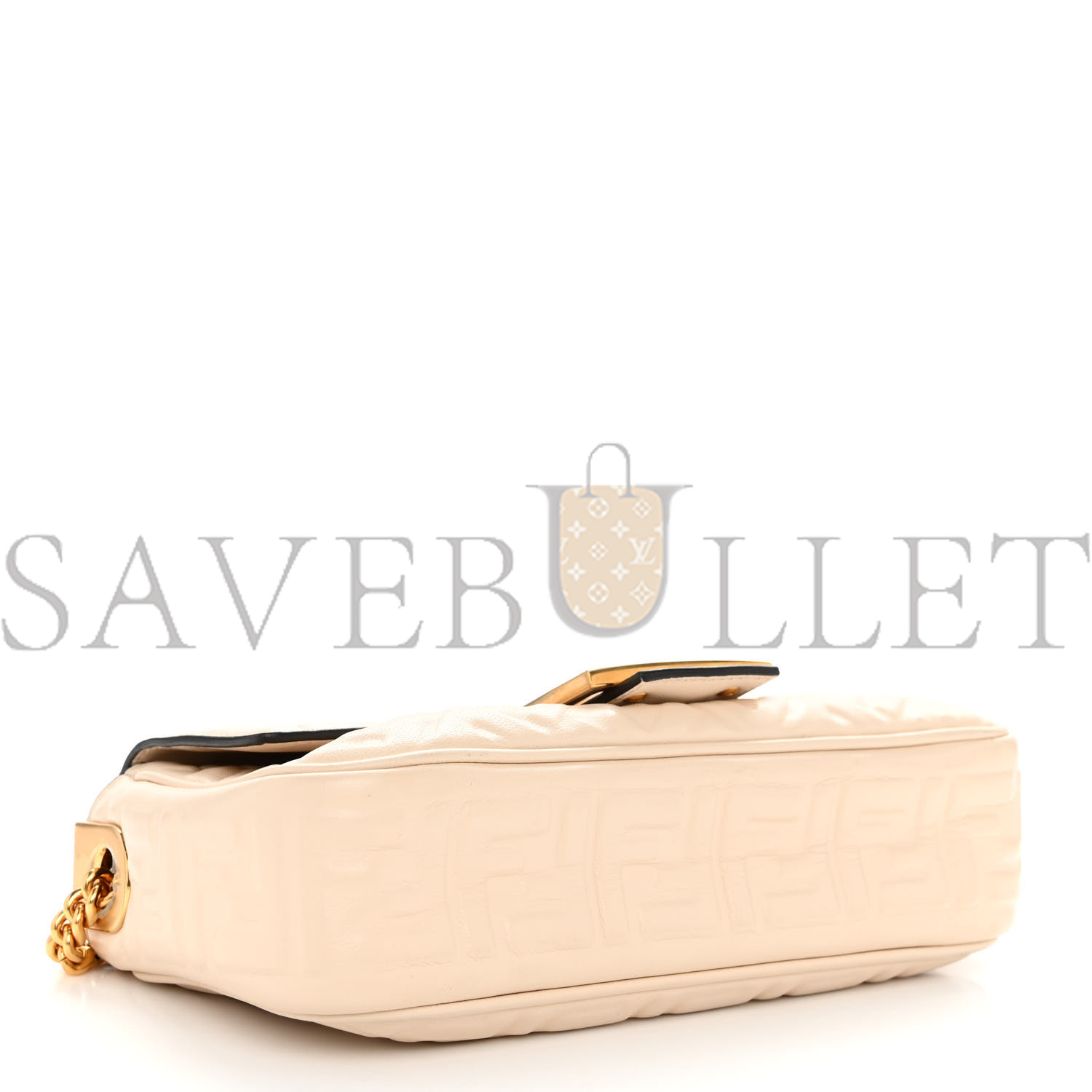 FENDI NAPPA SMALL FF EMBOSSED MIDI CHAIN BAGUETTE WHITE (23*13*6cm) FENDI NAPPA SMALL FF EMBOSSED MIDI CHAIN BAGUETTE WHITE (23*13*6cm)