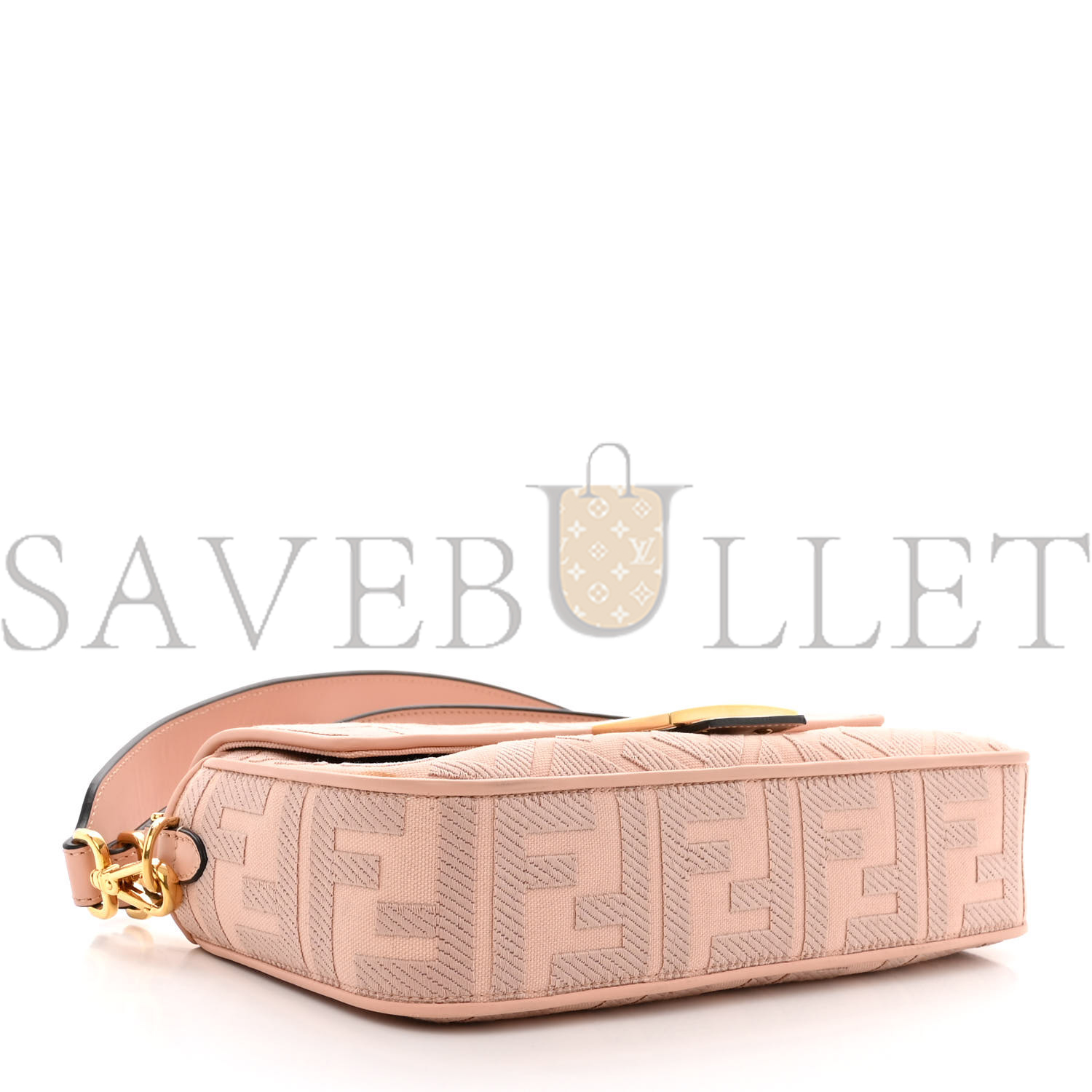 FENDI CANVAS VITELLO KING EXTRA STRAP FF EMBROIDERED BAGUETTE BABY PINK (27*15*6cm) FENDI CANVAS VITELLO KING EXTRA STRAP FF EMBROIDERED BAGUETTE BABY PINK (27*15*6cm)