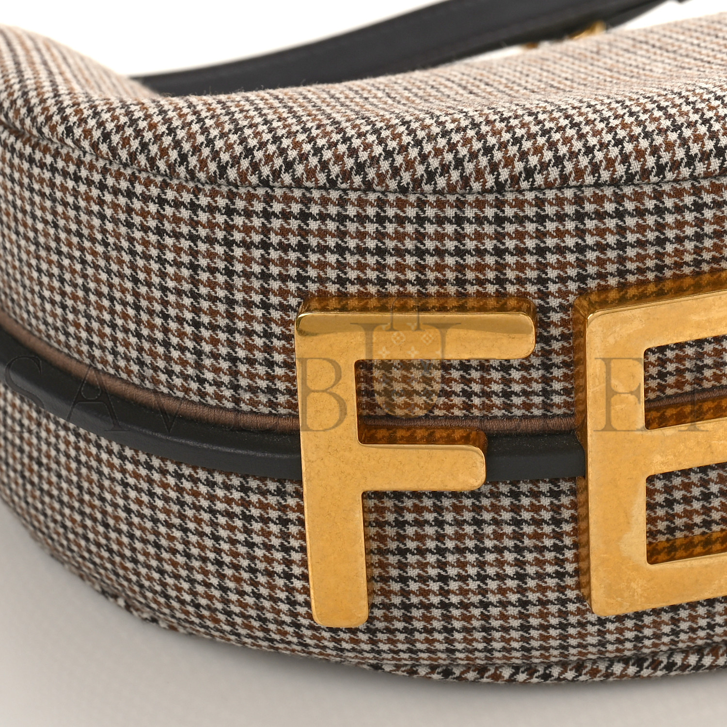 FENDI WOOL VITELLO GRACE SMALL HOUNDSTOOTH SMALL FENDIGRAPHY HOBO BAG BEIGE MORO (28*21*8cm) FENDI WOOL VITELLO GRACE SMALL HOUNDSTOOTH SMALL FENDIGRAPHY HOBO BAG BEIGE MORO (28*21*8cm)
