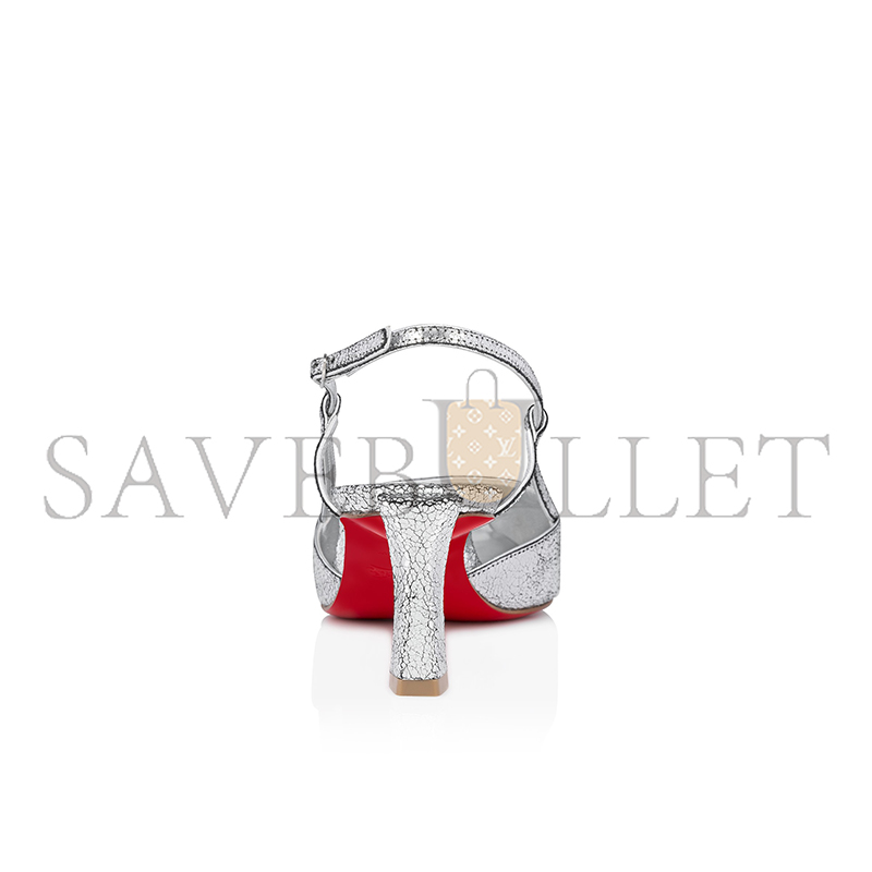 CHRISTIAN LOUBOUTIN CONDOROLINE 55 MM SLING BACK PUMPS-MANOIR LAMINATED CALF LEATHER-SILVER-WOMEN 1250280S211 CHRISTIAN LOUBOUTIN CONDOROLINE 55 MM SLING BACK PUMPS-MANOIR LAMINATED CALF LEATHER-SILVER-WOMEN 1250280S211
