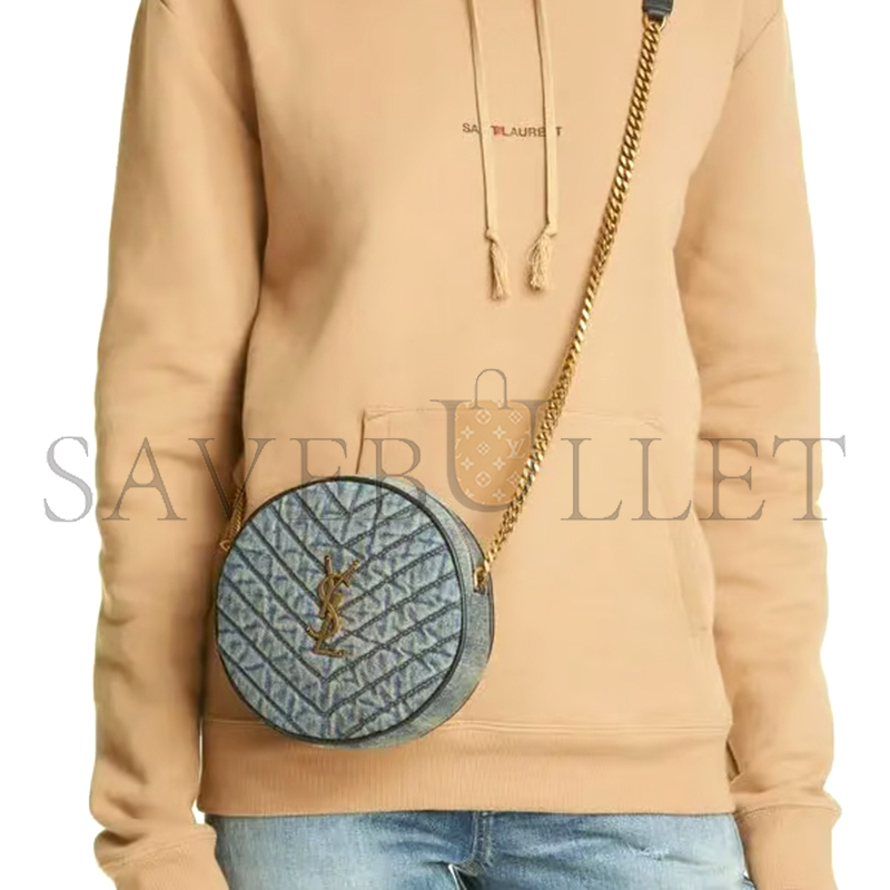 YSL VINYLE MATELASSE DENIM CROSSBODY BAF 40917598 (17*17*5.5cm)