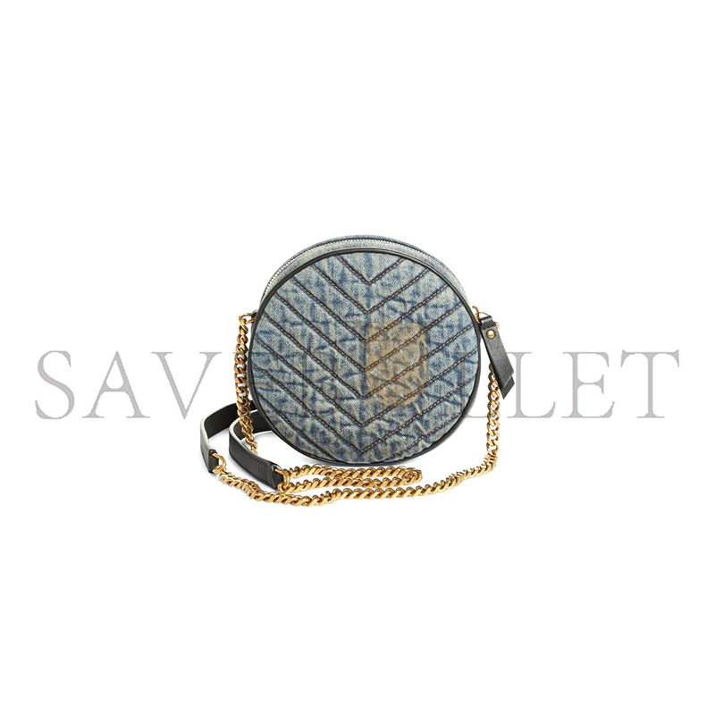 YSL VINYLE MATELASSE DENIM CROSSBODY BAF 40917598 (17*17*5.5cm)