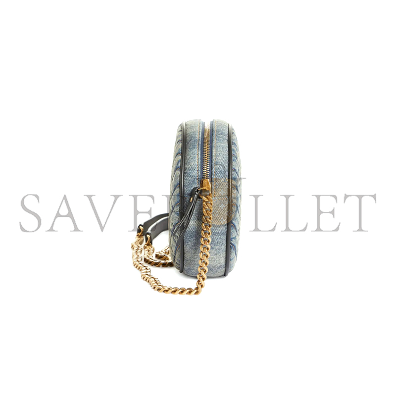 YSL VINYLE MATELASSE DENIM CROSSBODY BAF 40917598 (17*17*5.5cm)