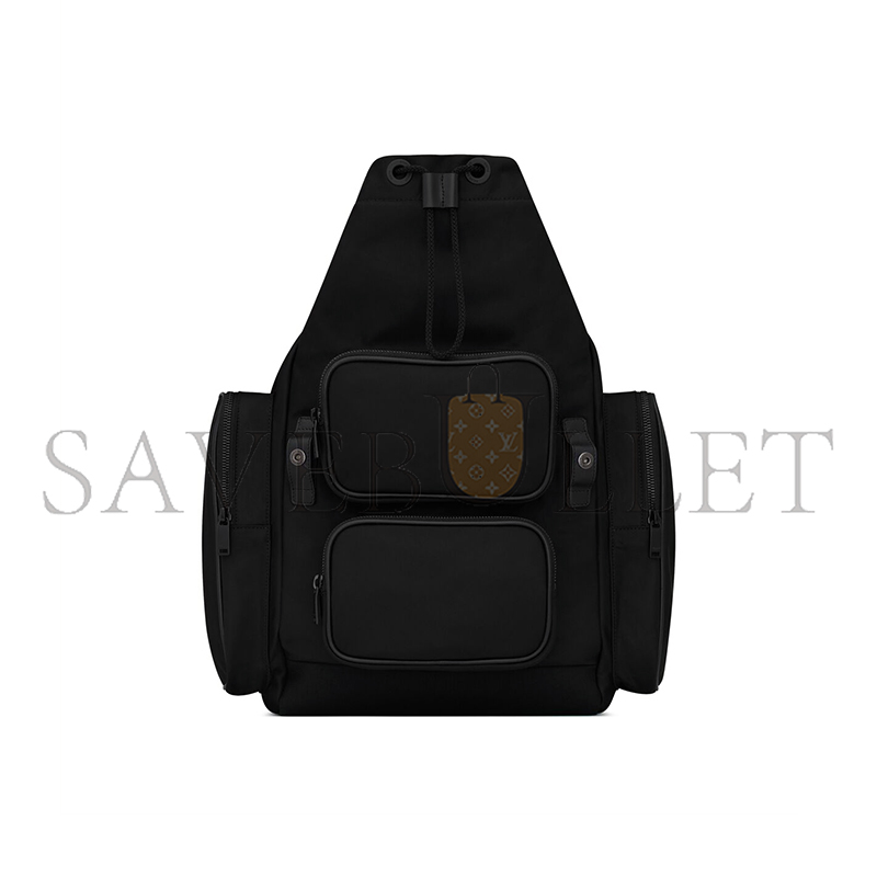 YSL CITY MULTI-POCKET BACKPACK IN ECONYL®, SMOOTH LEATHER AND NYLON 437110FAACZ1000 (42*34*22cm)