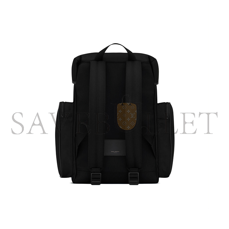 YSL CITY MULTI-POCKET BACKPACK IN ECONYL®, SMOOTH LEATHER AND NYLON 437110FAACZ1000 (42*34*22cm)