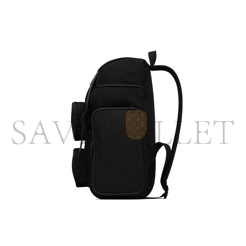 YSL CITY MULTI-POCKET BACKPACK IN ECONYL®, SMOOTH LEATHER AND NYLON 437110FAACZ1000 (42*34*22cm)