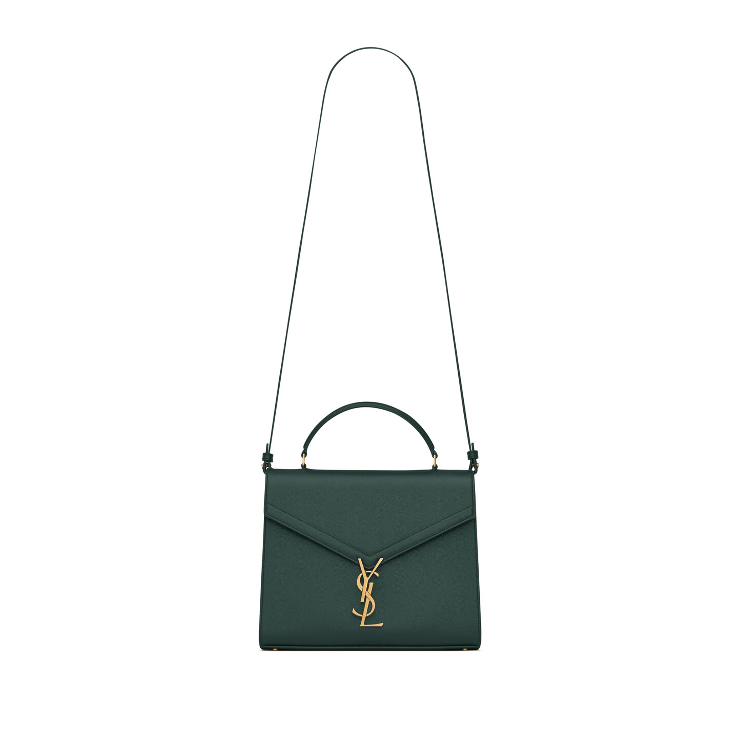 YSL CASSANDRA MEDIUM TOP HANDLE BAG IN GRAIN DE POUDRE EMBOSSED LEATHER 578000362259 (24.5*20*11.5cm)
