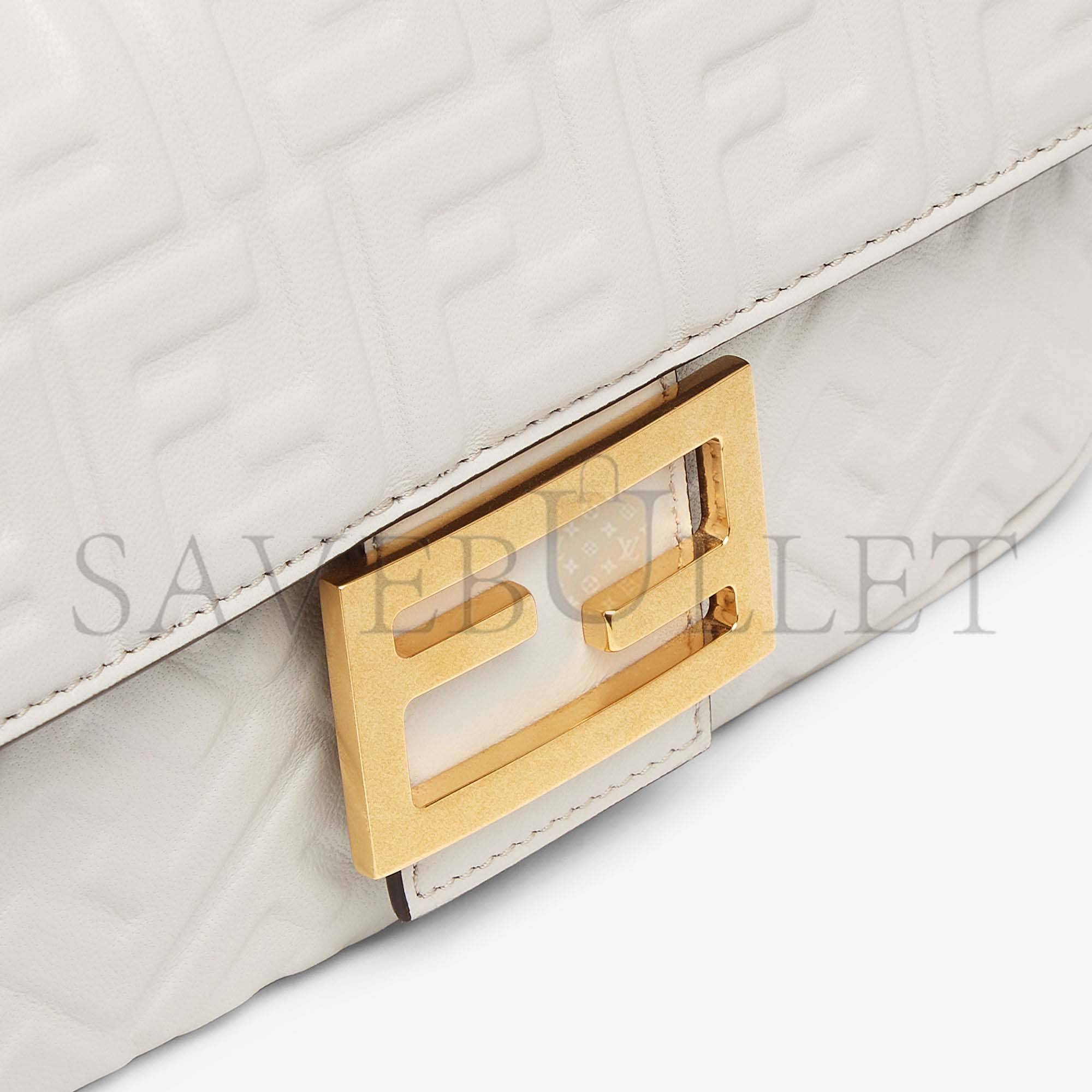 FENDI BAGUETTE CHAIN MIDI - LIGHT GRAY LEATHER BAG 8BR793AH9CF1BZ0 (24*14.5*7cm) FENDI BAGUETTE CHAIN MIDI - LIGHT GRAY LEATHER BAG 8BR793AH9CF1BZ0 (24*14.5*7cm)