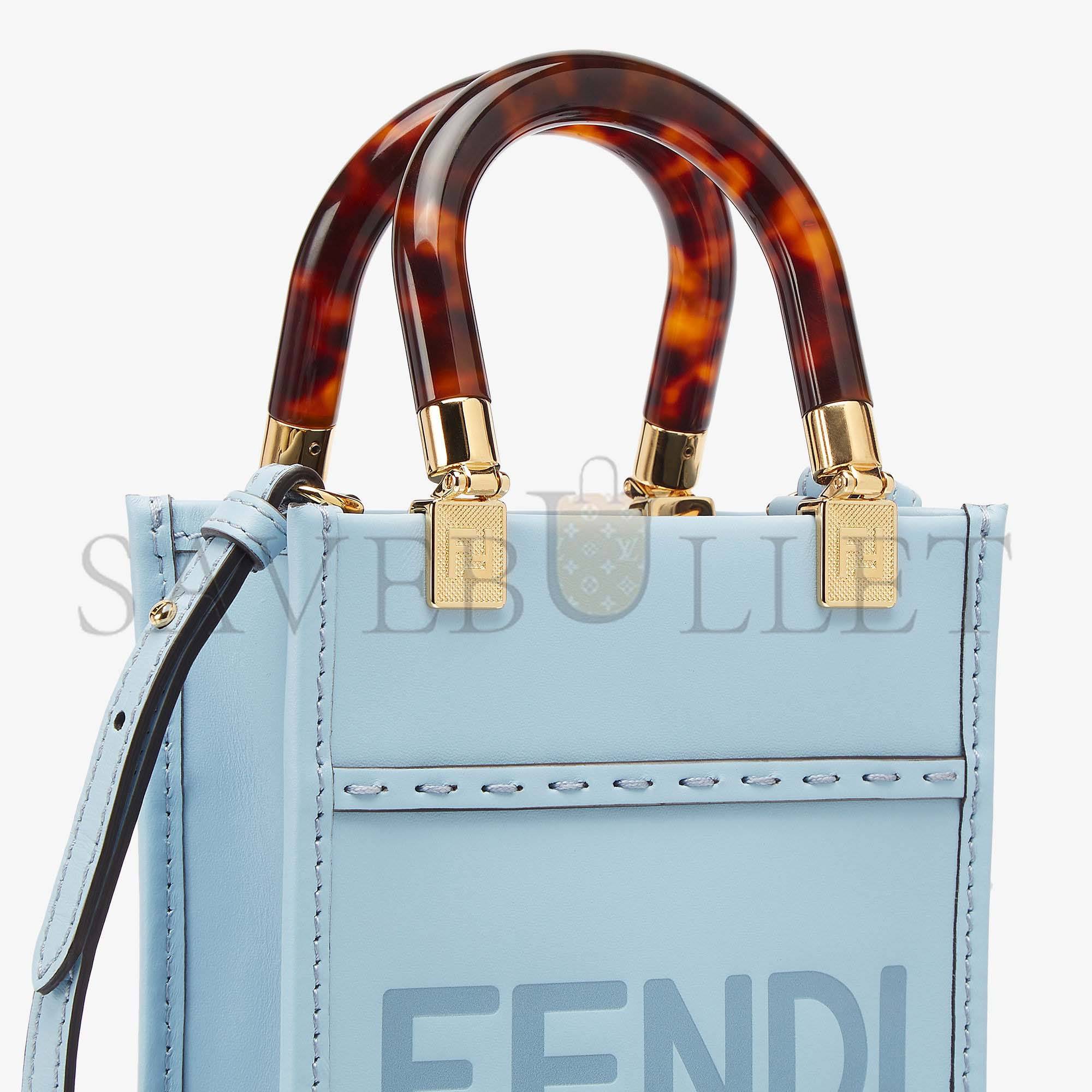 FENDI MINI SUNSHINE SHOPPER - LIGHT BLUE LEATHER MINI BAG 8BS051ABVLF1993 (18*13*6.5cm) FENDI MINI SUNSHINE SHOPPER - LIGHT BLUE LEATHER MINI BAG 8BS051ABVLF1993 (18*13*6.5cm)