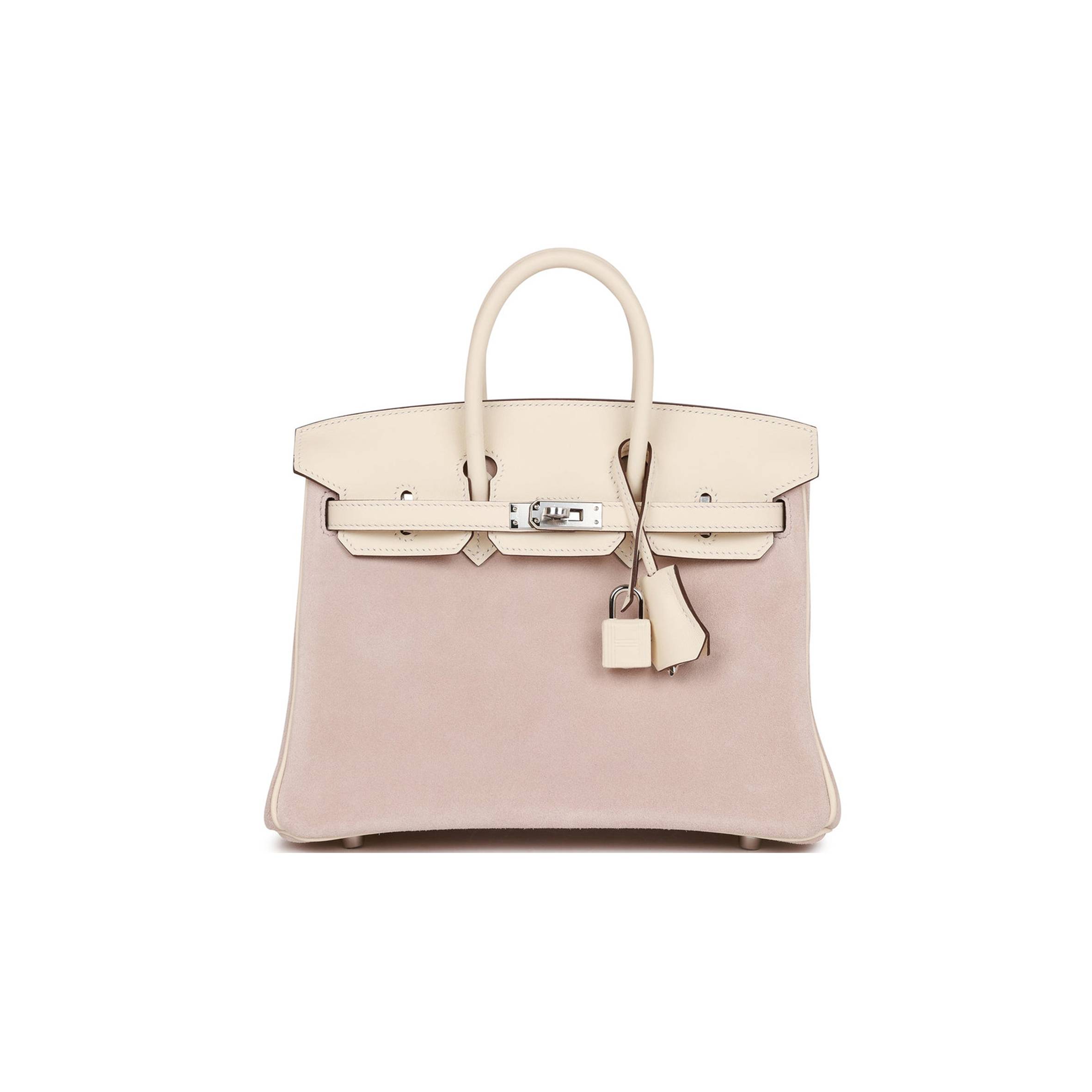 HERMES BIRKIN 25 GLYCINE GRIZZLY AND NATA SWIFT PALLADIUM HARDWARE (25cm)