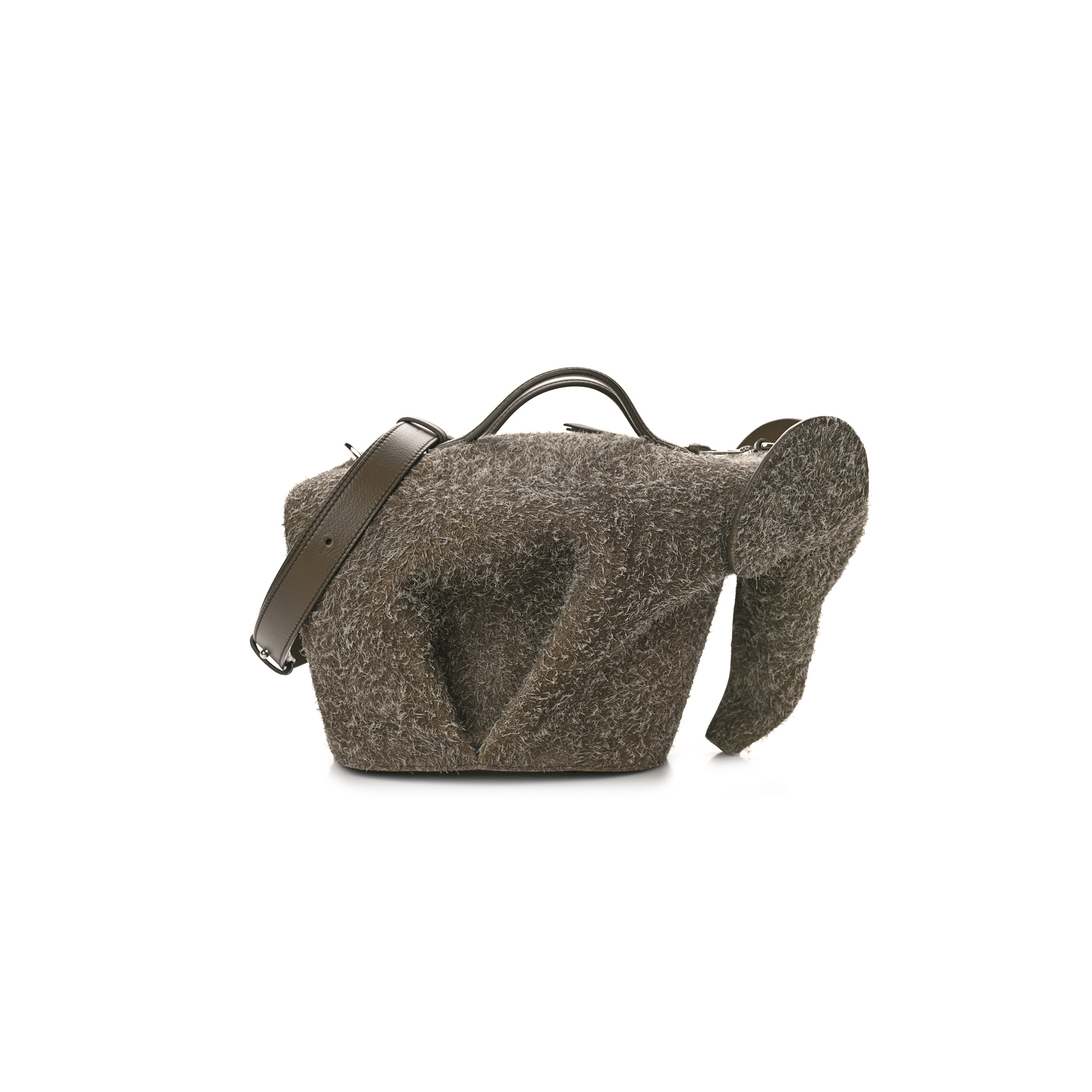 LOEWE BRUSHED SUEDE LARGE ELEPHANT CROSSBODY BAG LICHEN GREY (22*15*10cm) LOEWE BRUSHED SUEDE LARGE ELEPHANT CROSSBODY BAG LICHEN GREY (22*15*10cm)