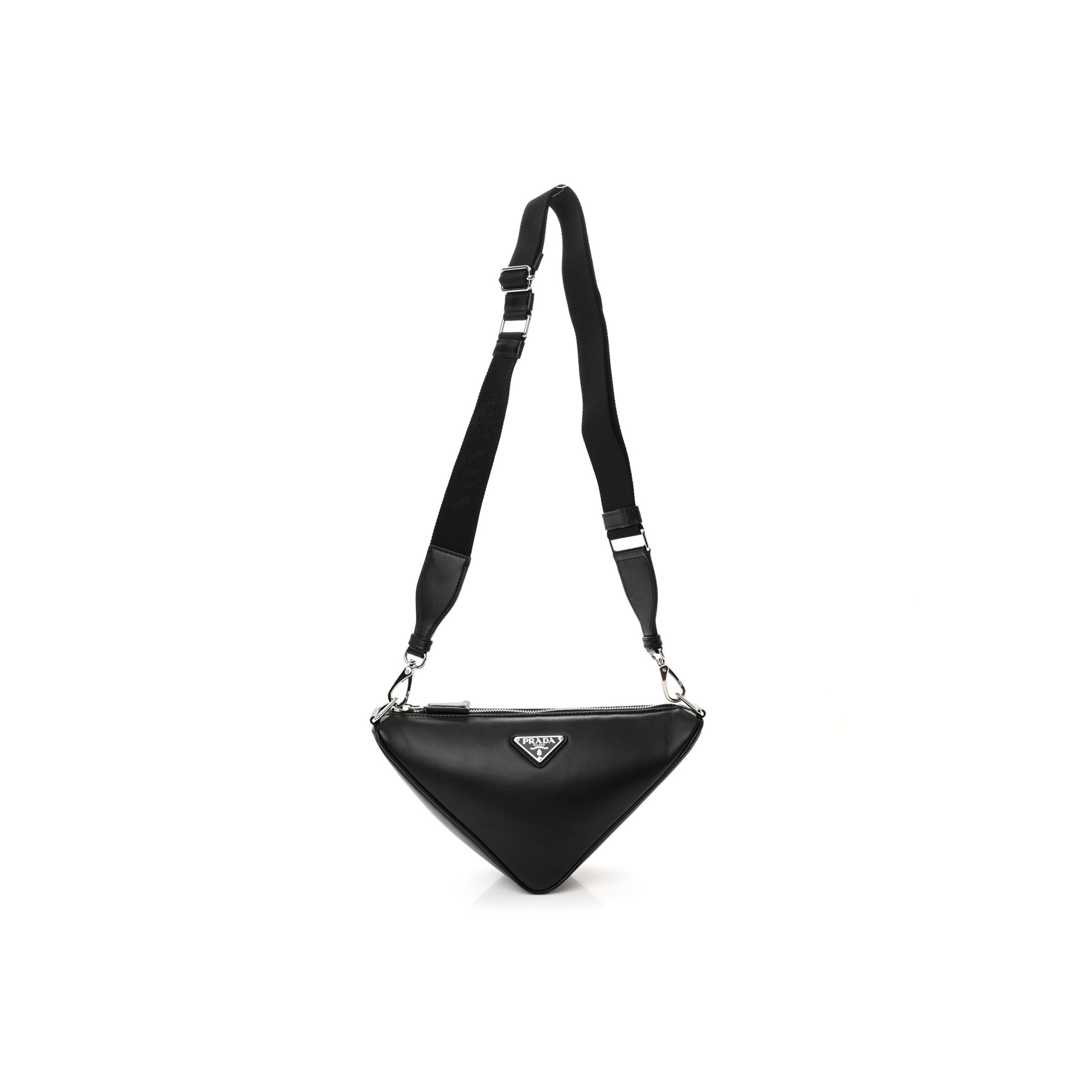 PRADA SOFTY CALFSKIN TRIANGLE SHOULDER BAG BLACK (28*16*10cm) PRADA SOFTY CALFSKIN TRIANGLE SHOULDER BAG BLACK (28*16*10cm)