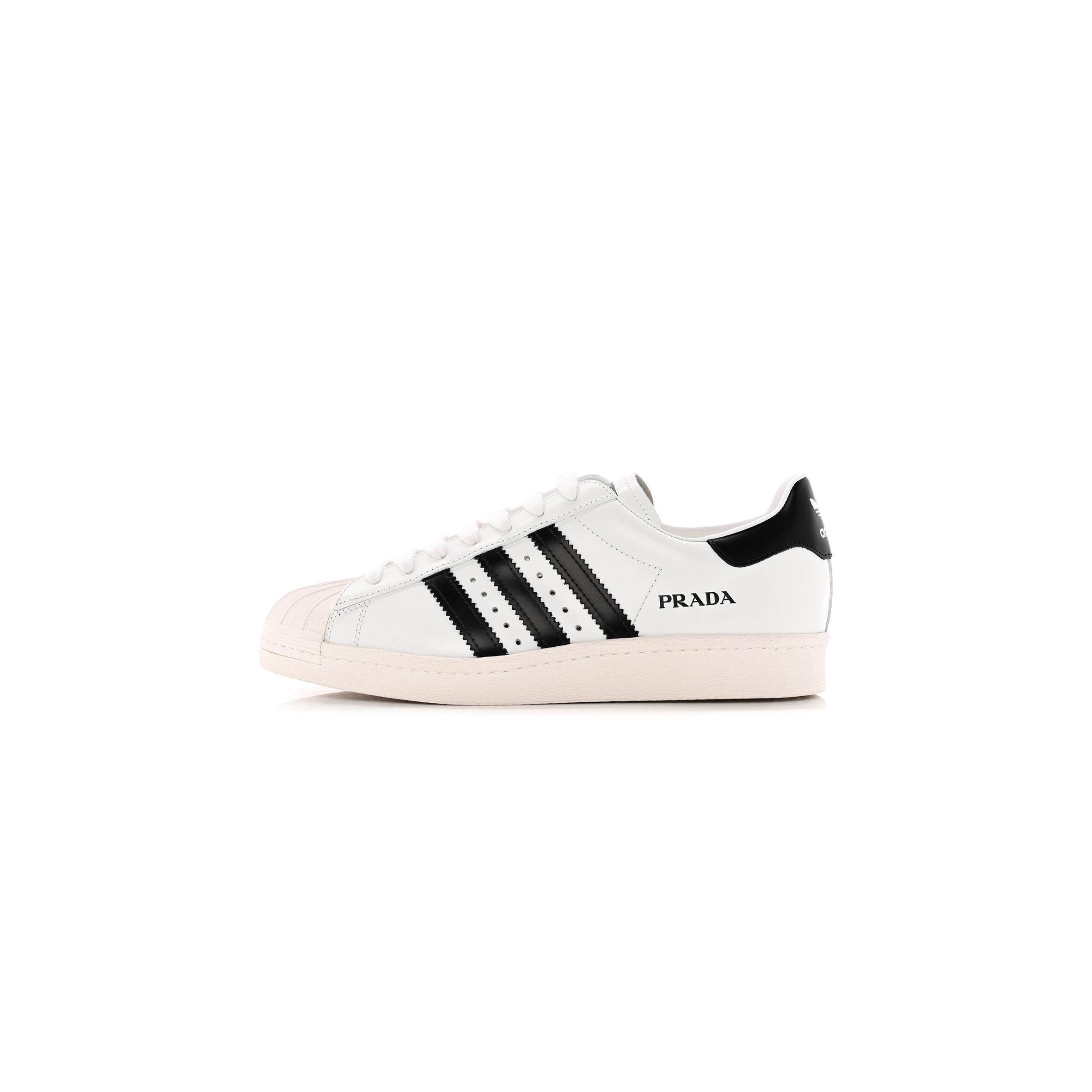 PRADA X ADIDAS BRUSHED CALFSKIN LOGO MENS SUPERSTAR SNEAKERS 7.5 WHITE BLACK PRADA X ADIDAS BRUSHED CALFSKIN LOGO MENS SUPERSTAR SNEAKERS 7.5 WHITE BLACK