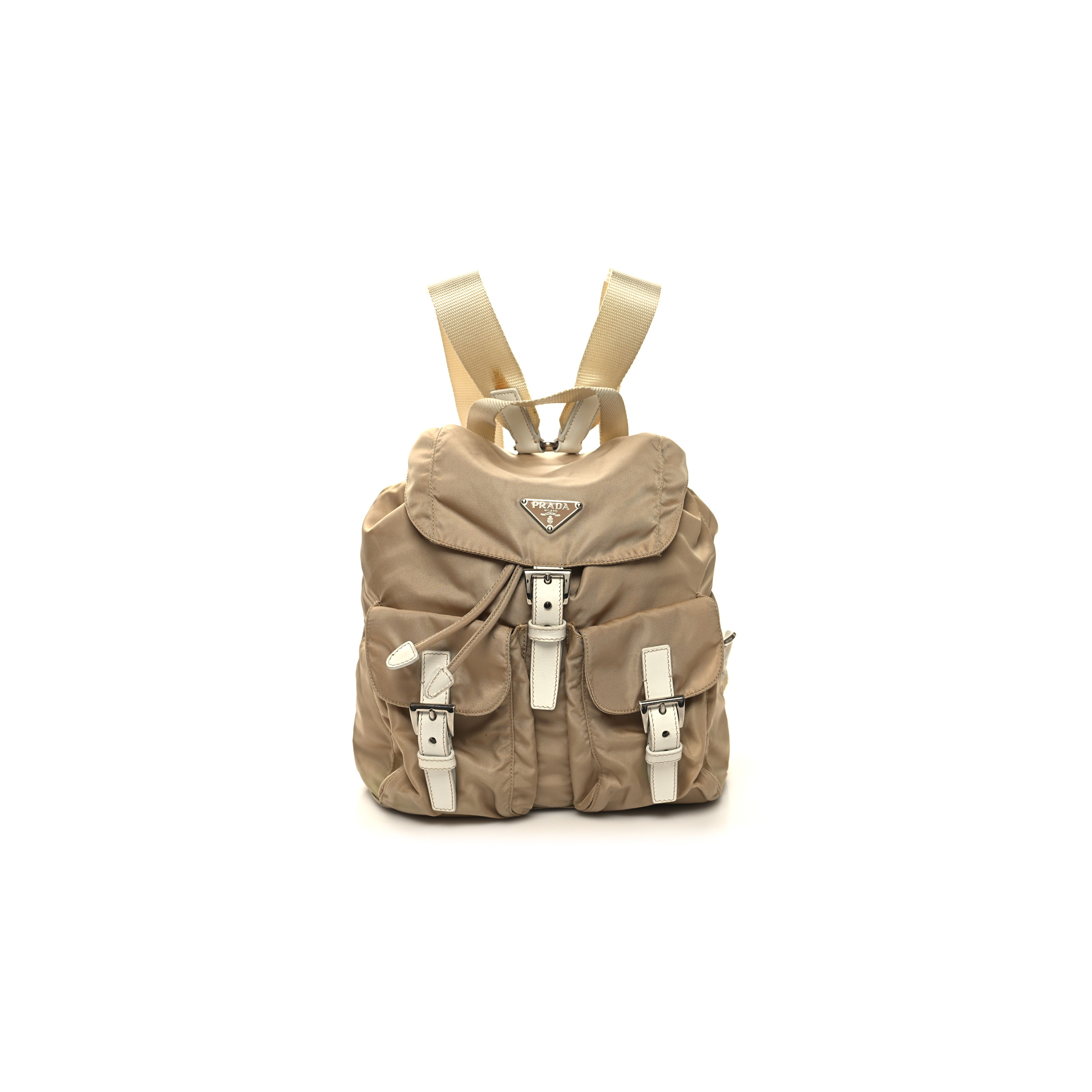 PRADA TESSUTO NYLON VELA SMALL BACKPACK CAMMELLO BLANCO (25*24*12cm) PRADA TESSUTO NYLON VELA SMALL BACKPACK CAMMELLO BLANCO (25*24*12cm)