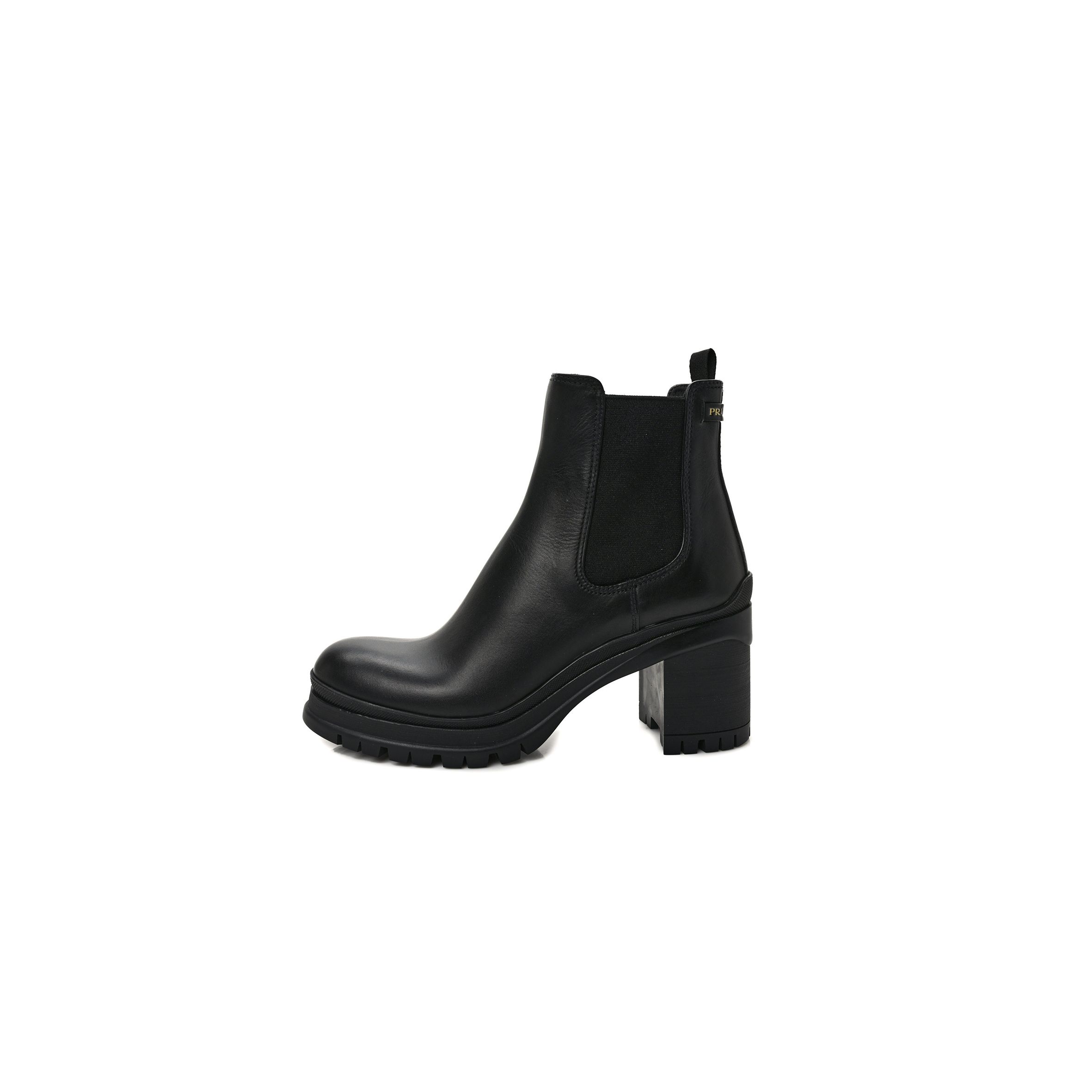 PRADA VITELLO MONTANA LUG SOLE CHELSEA 55MM BOOTS 40 BLACK PRADA VITELLO MONTANA LUG SOLE CHELSEA 55MM BOOTS 40 BLACK
