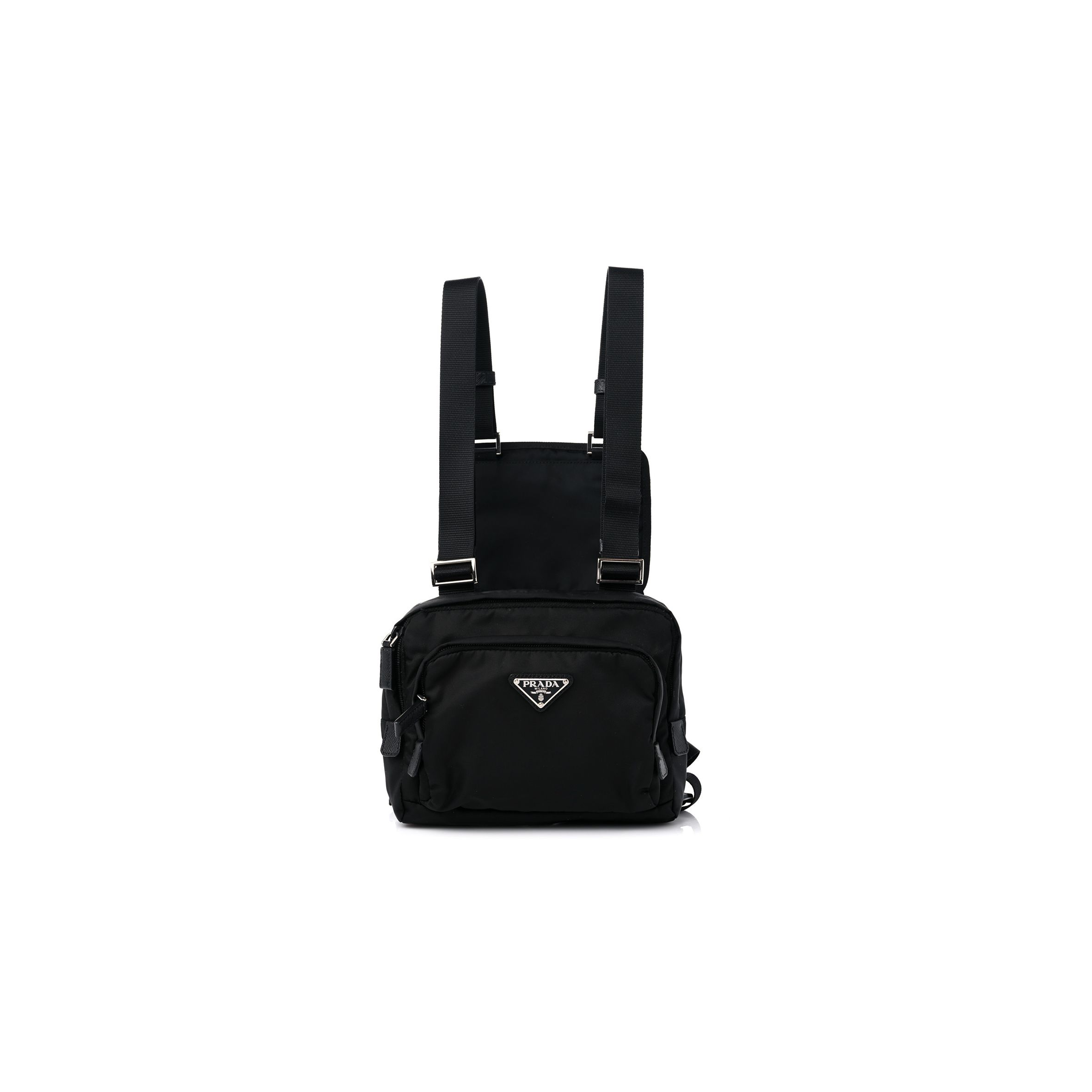 PRADA TESSUTO NYLON MONTAGNA HARNESS BAG BLACK (22*18*5cm) PRADA TESSUTO NYLON MONTAGNA HARNESS BAG BLACK (22*18*5cm)