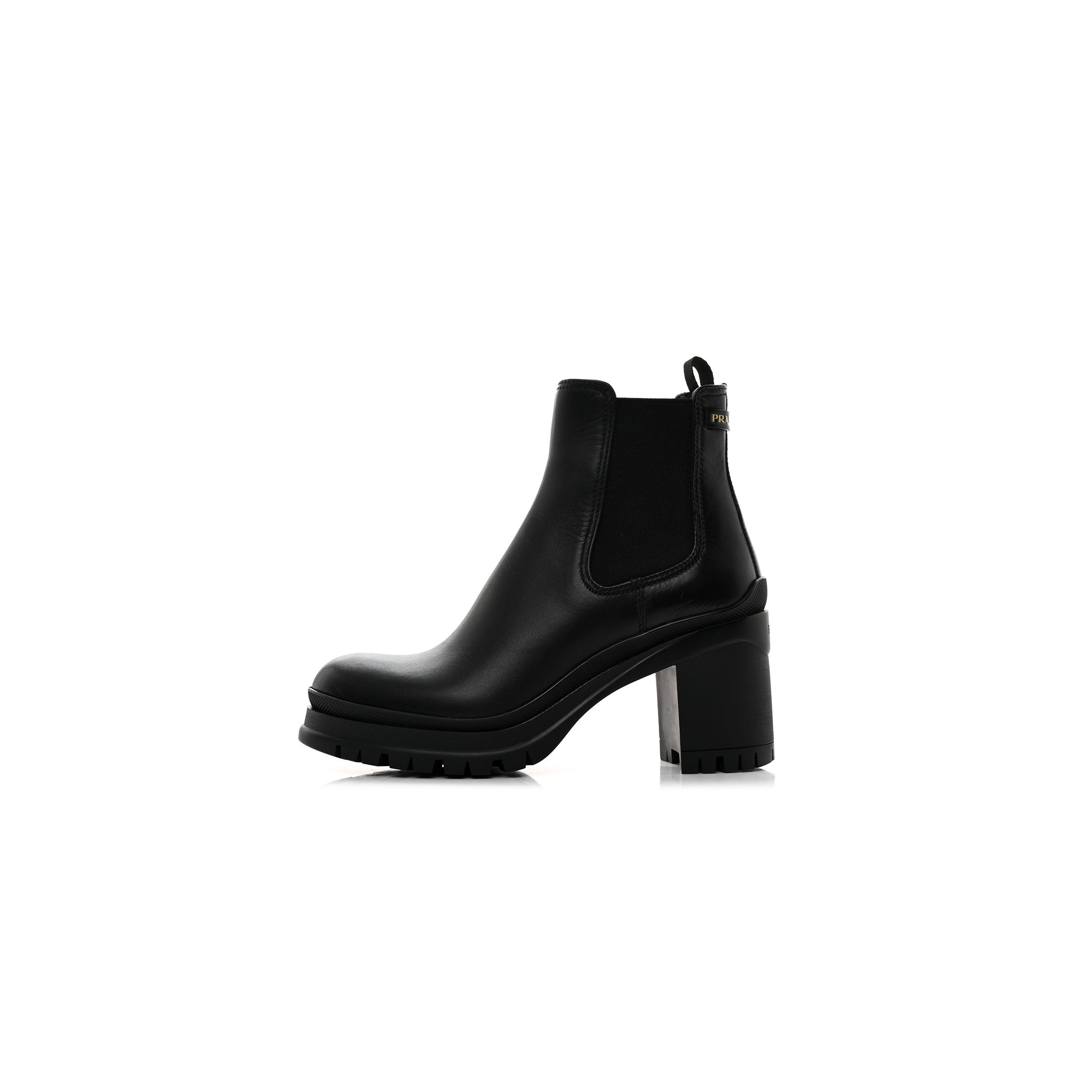 PRADA VITELLO MONTANA LUG SOLE CHELSEA 55MM BOOTS 36 BLACK PRADA VITELLO MONTANA LUG SOLE CHELSEA 55MM BOOTS 36 BLACK