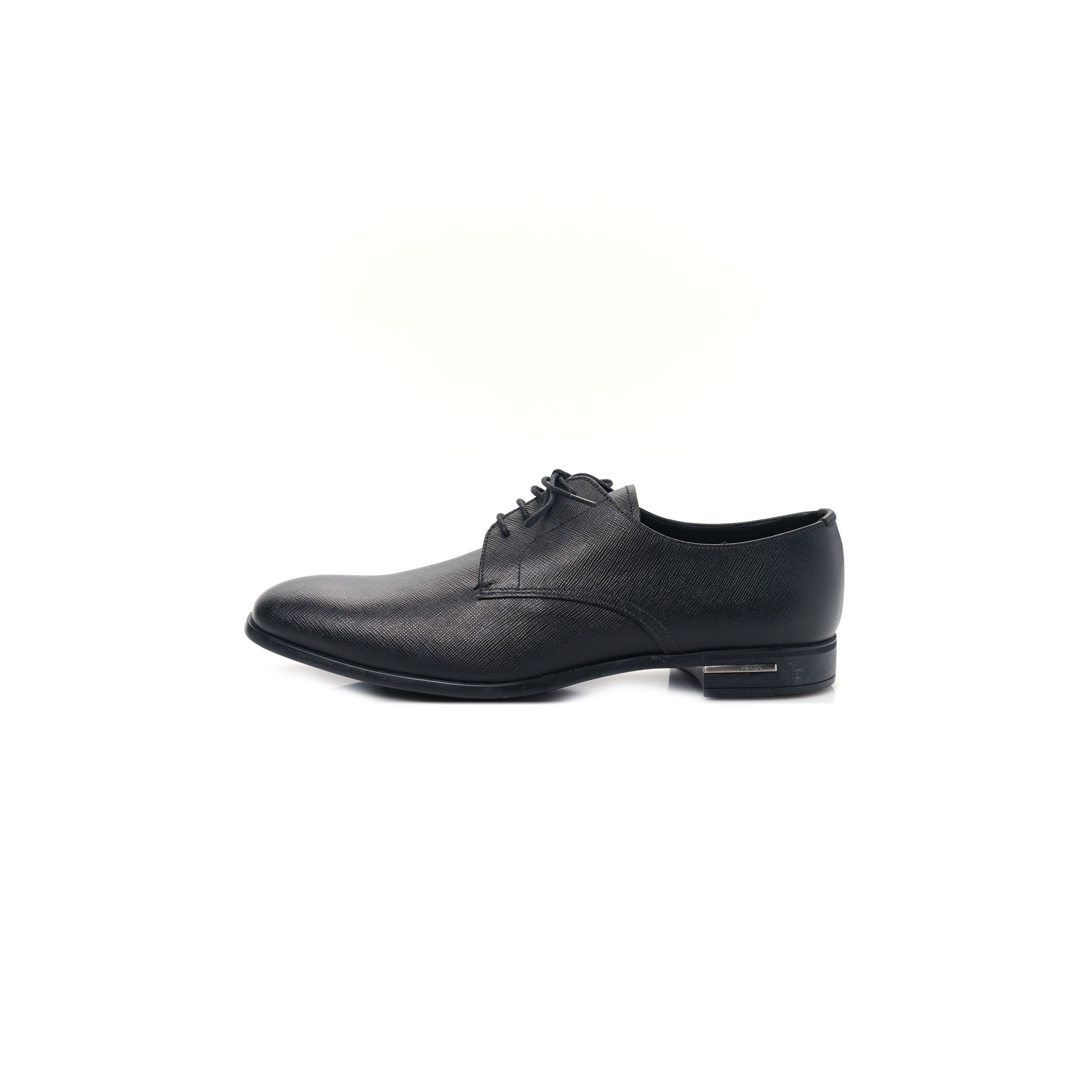 PRADA SAFFIANO MENS PLAIN TOE DERBY LOAFERS 8.5 BLACK PRADA SAFFIANO MENS PLAIN TOE DERBY LOAFERS 8.5 BLACK